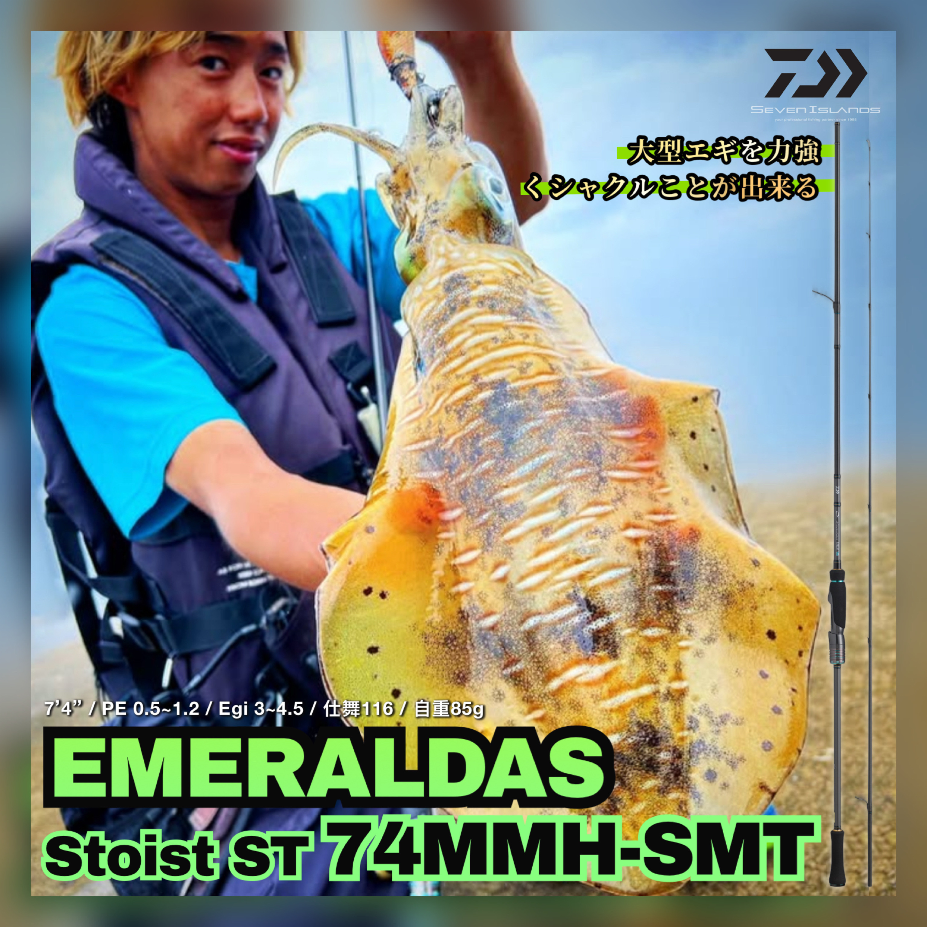 DAIWA Emeraldas Stoist ST 74MMH-SMT Eging Rod