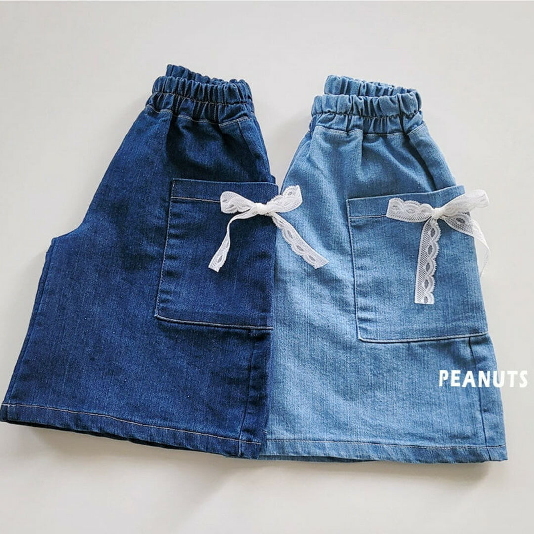 韓國 Peanuts - 25春 蕾絲點綴寬版七分褲(兩色)