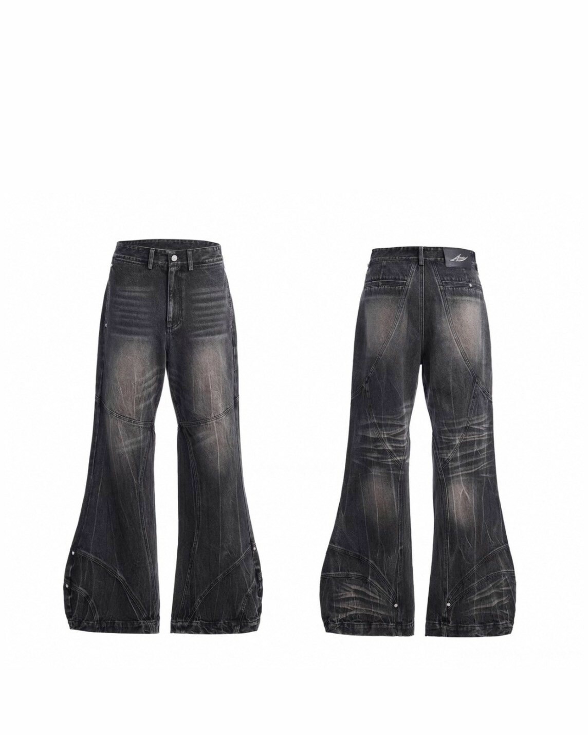 ARGUE 復古 竹節紋 做舊 微喇叭褲 #牛仔褲