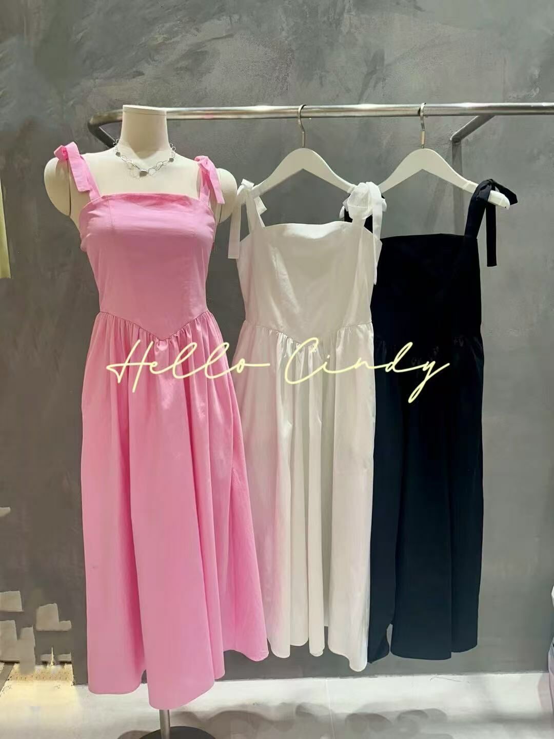 N03033 現貨-正韓設計師品牌夏季度假甜美綁帶收腰長洋裝