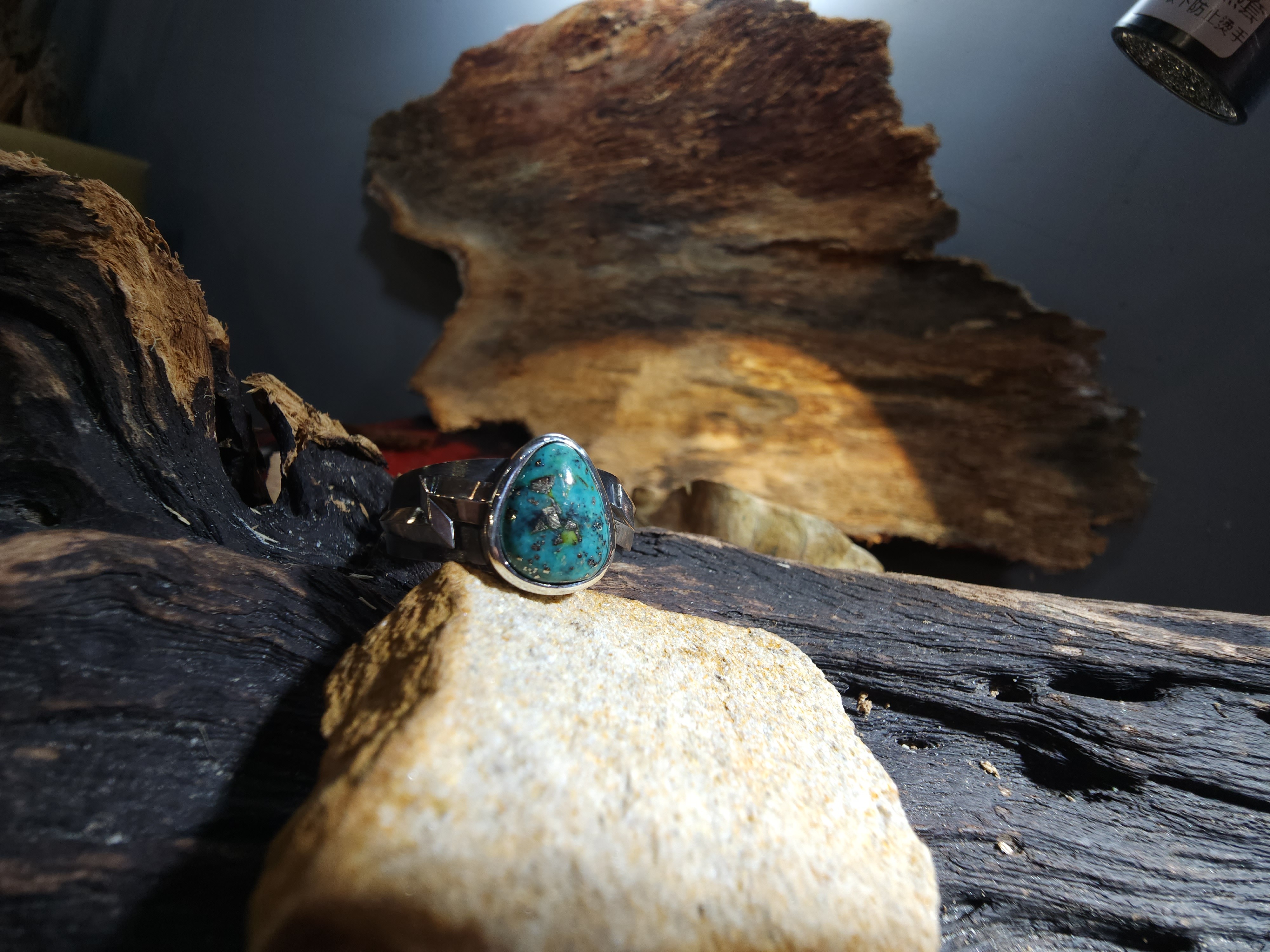 *Black Venom Jewelry- Freedom & Prayer 純銀閃電戒鑲 Morenci II松石