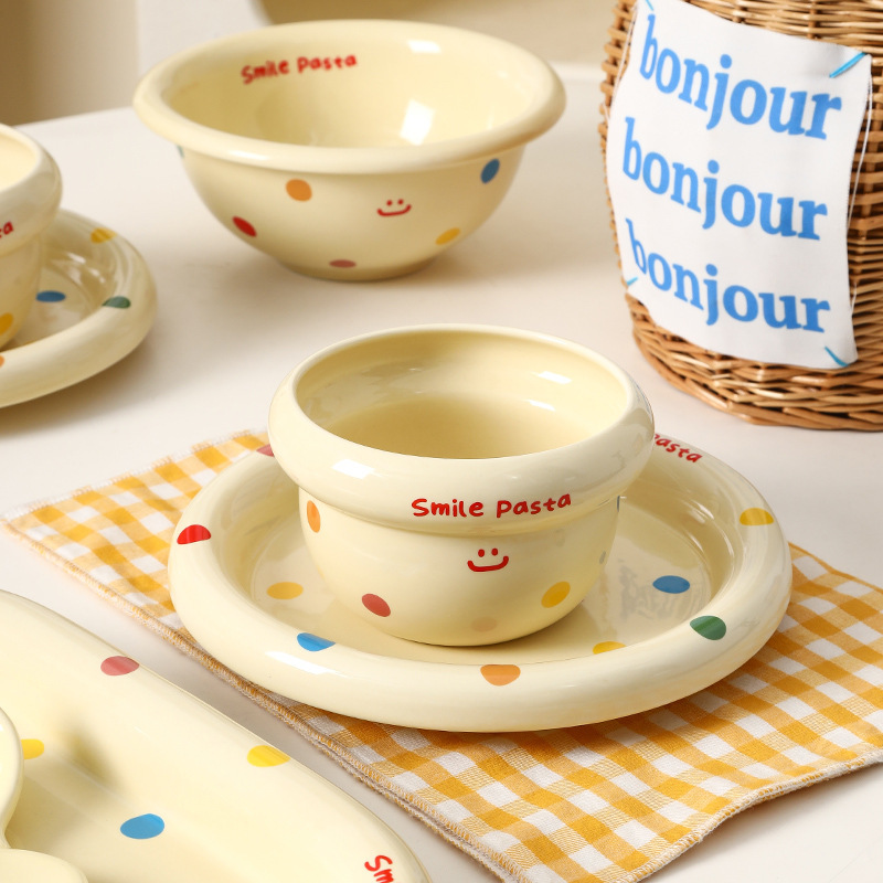 《5763》微笑點點高級陶瓷碗盤組