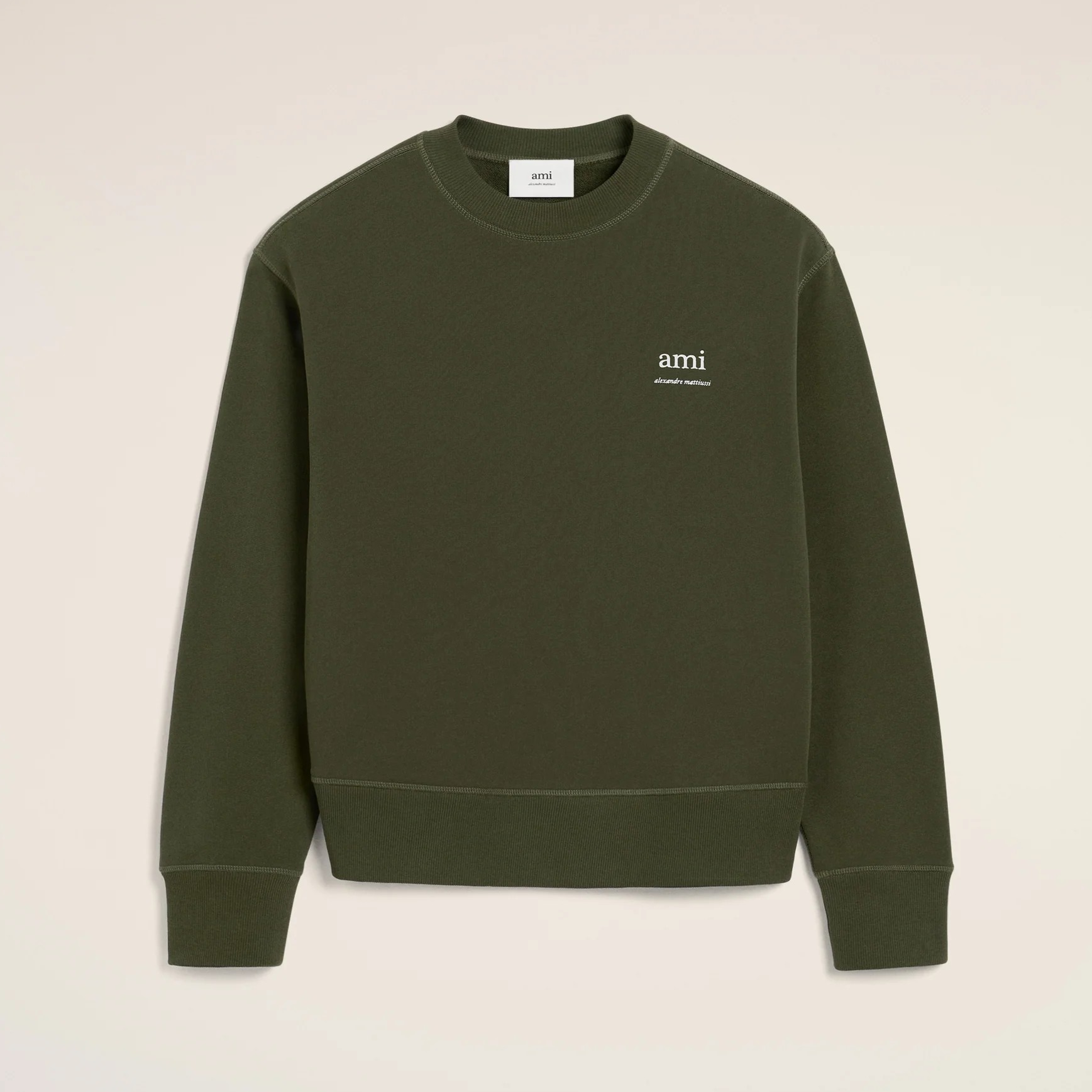 1MU0310-018 AMI Cotton Sweatshirt Green #HSW048.JE0120.376 (C-NB-E)