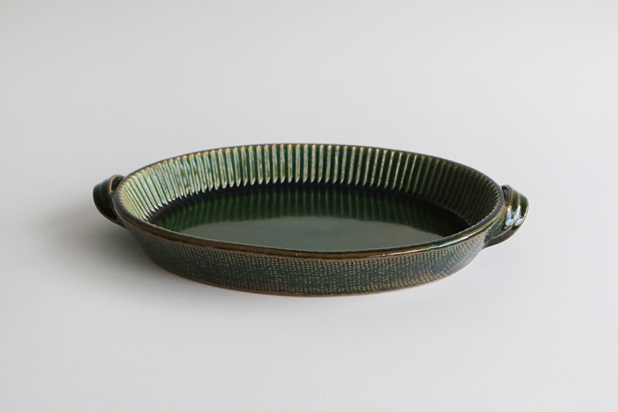 宋艸窯-雙耳焗烤皿(大) / 綠