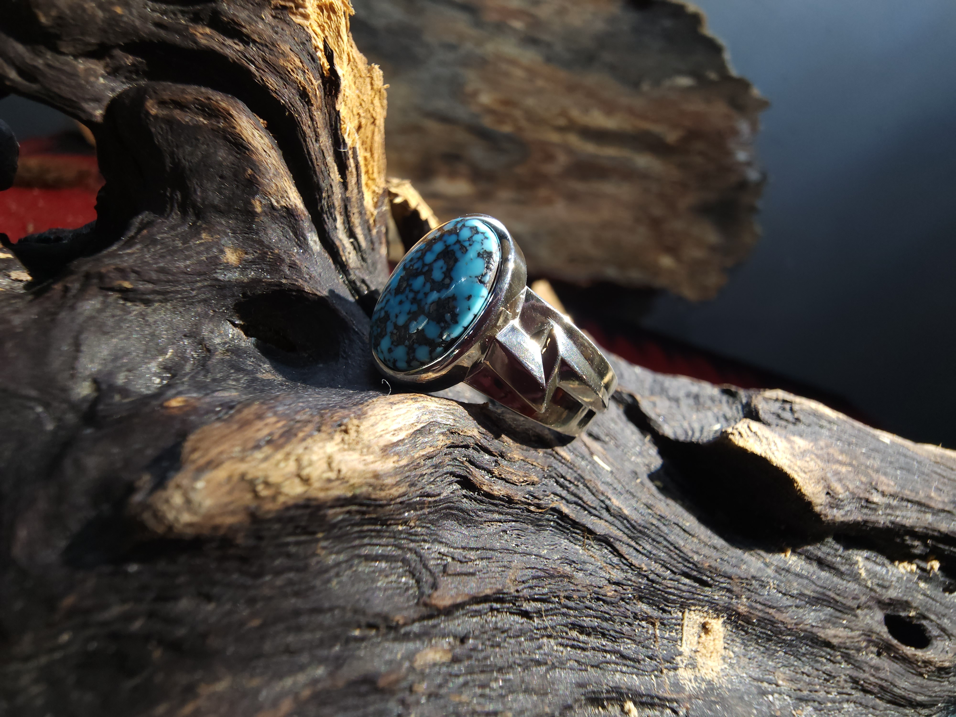 *Black Venom Jewelry- Freedom & Prayer 純銀閃電戒鑲Kingman 松石