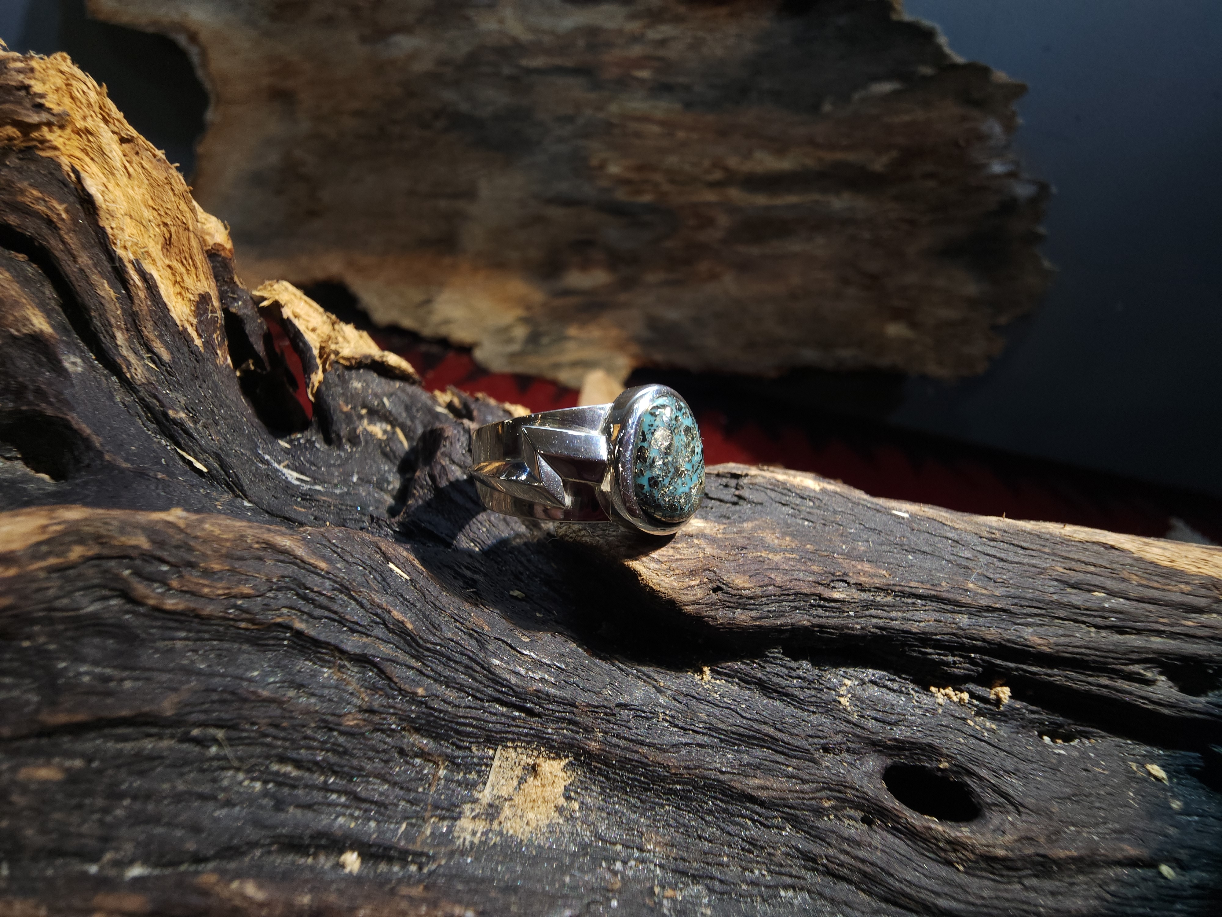 *Black Venom Jewelry- Freedom & Prayer 純銀閃電戒鑲 Morenci II松石