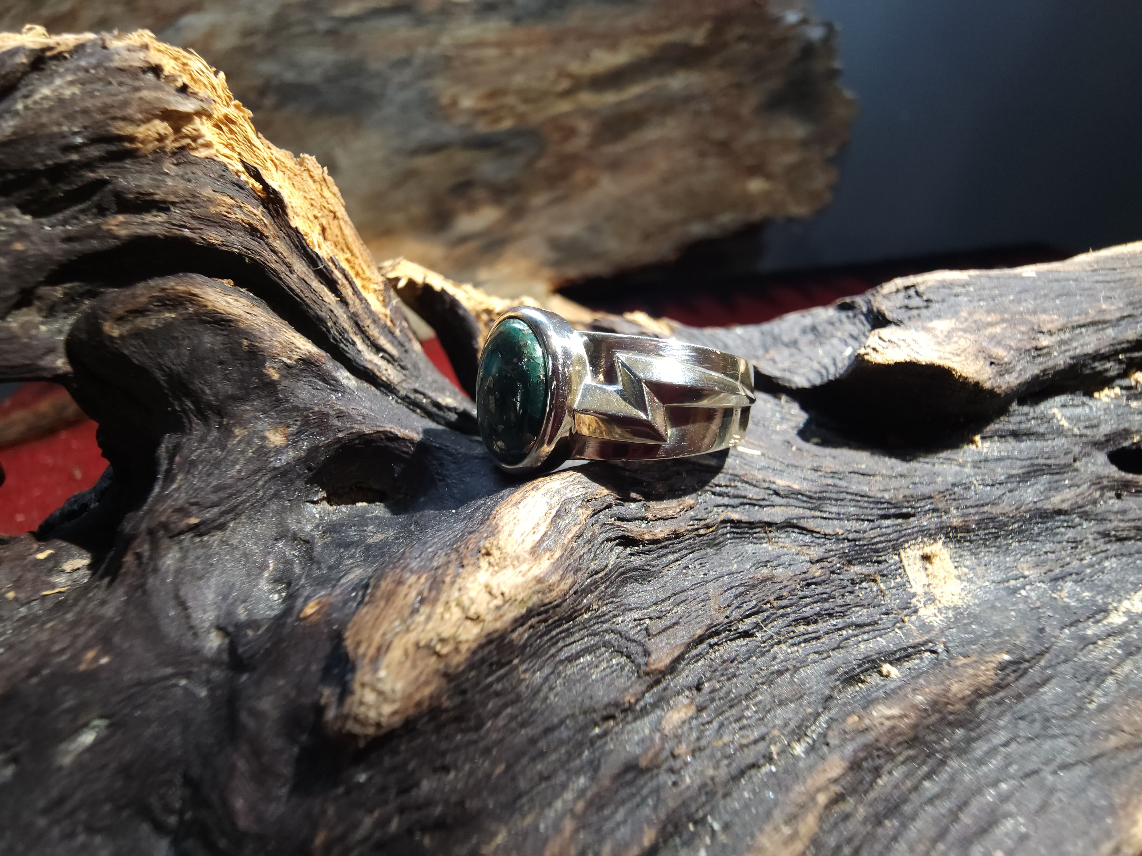 *Black Venom Jewelry- Freedom & Prayer 純銀閃電戒鑲 Morenci II松石