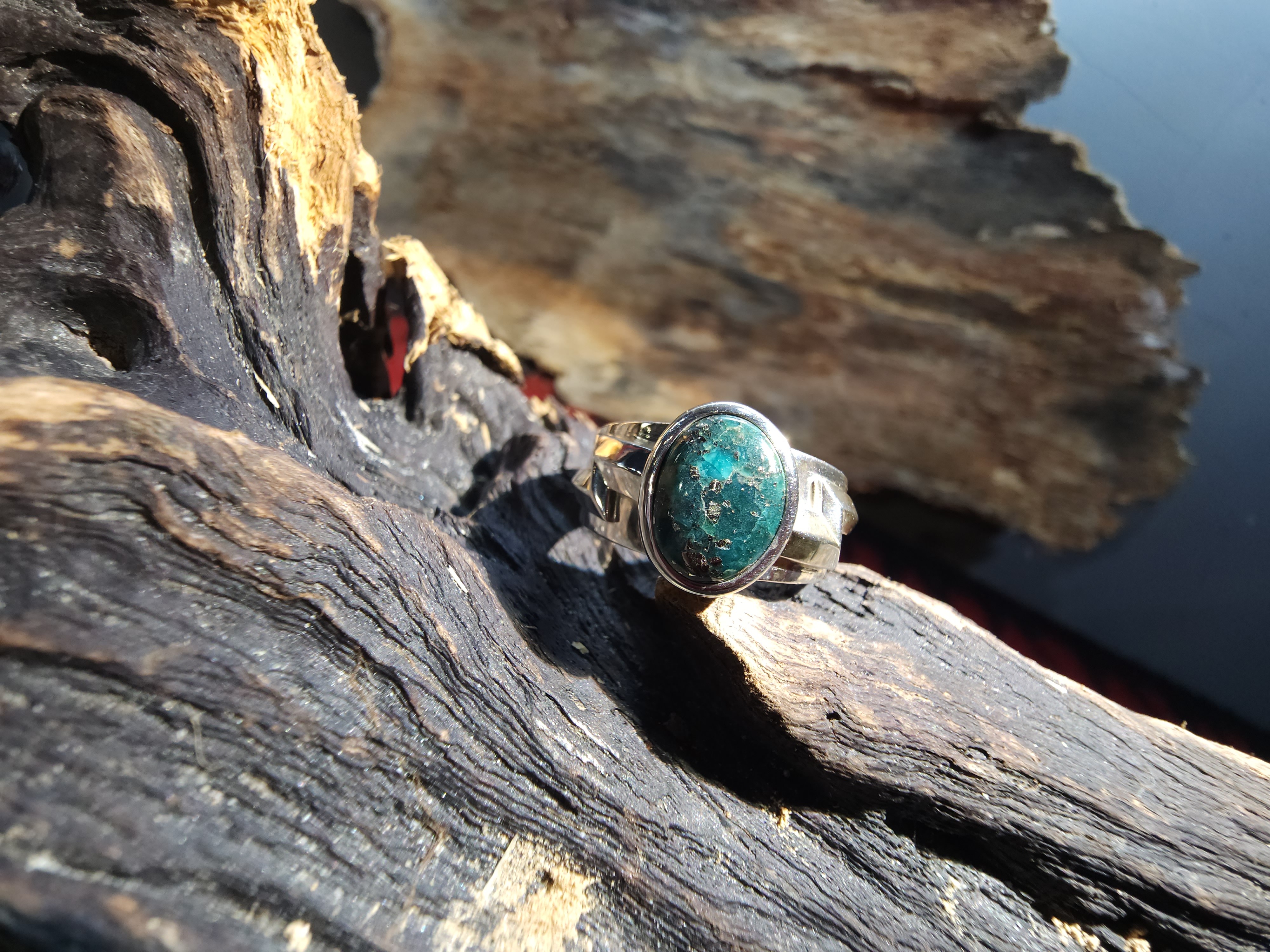 *Black Venom Jewelry- Freedom & Prayer 純銀閃電戒鑲 Morenci II松石