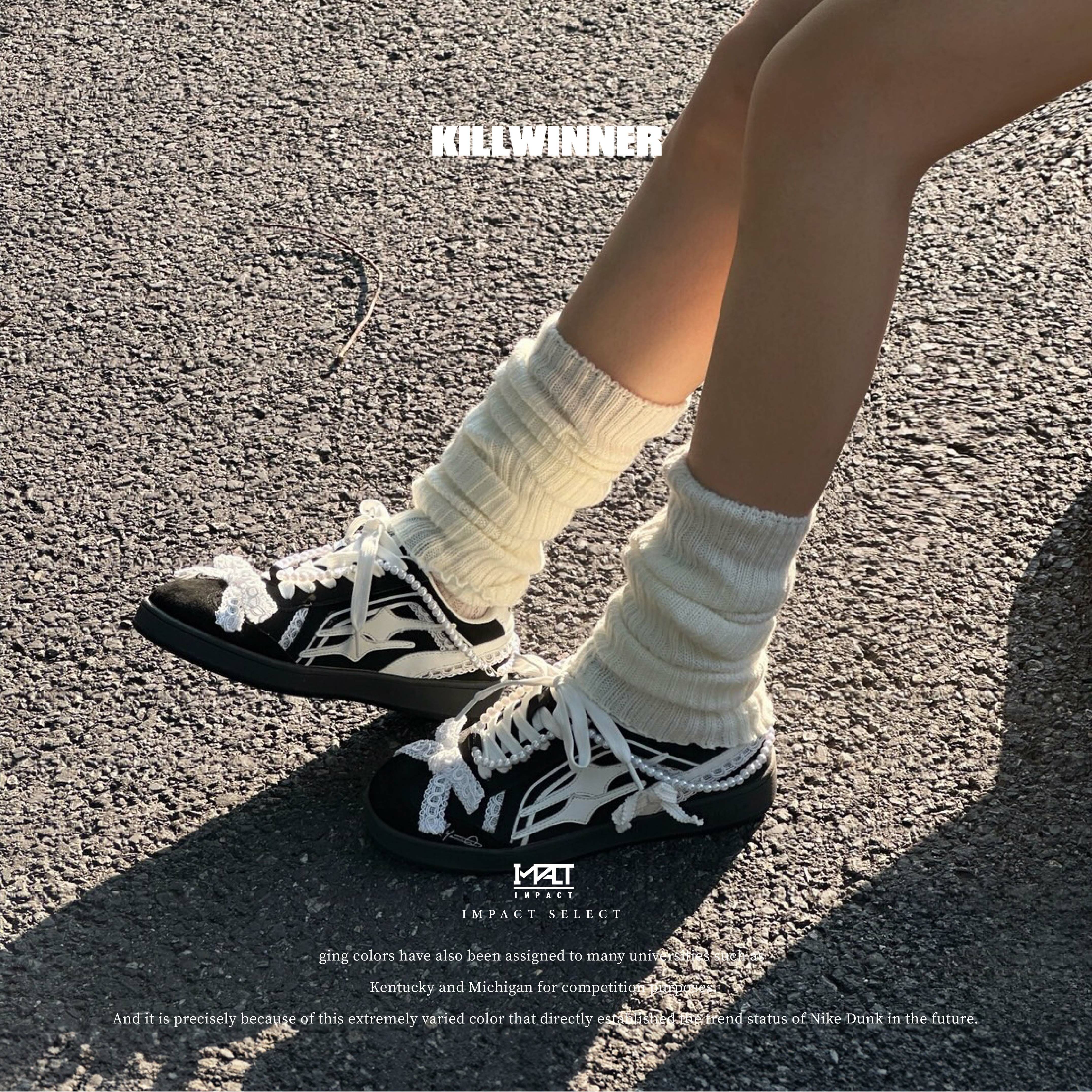 Killwinner 黑珍珠 蝴蝶結 蕾絲 德訓鞋 KWDX240802