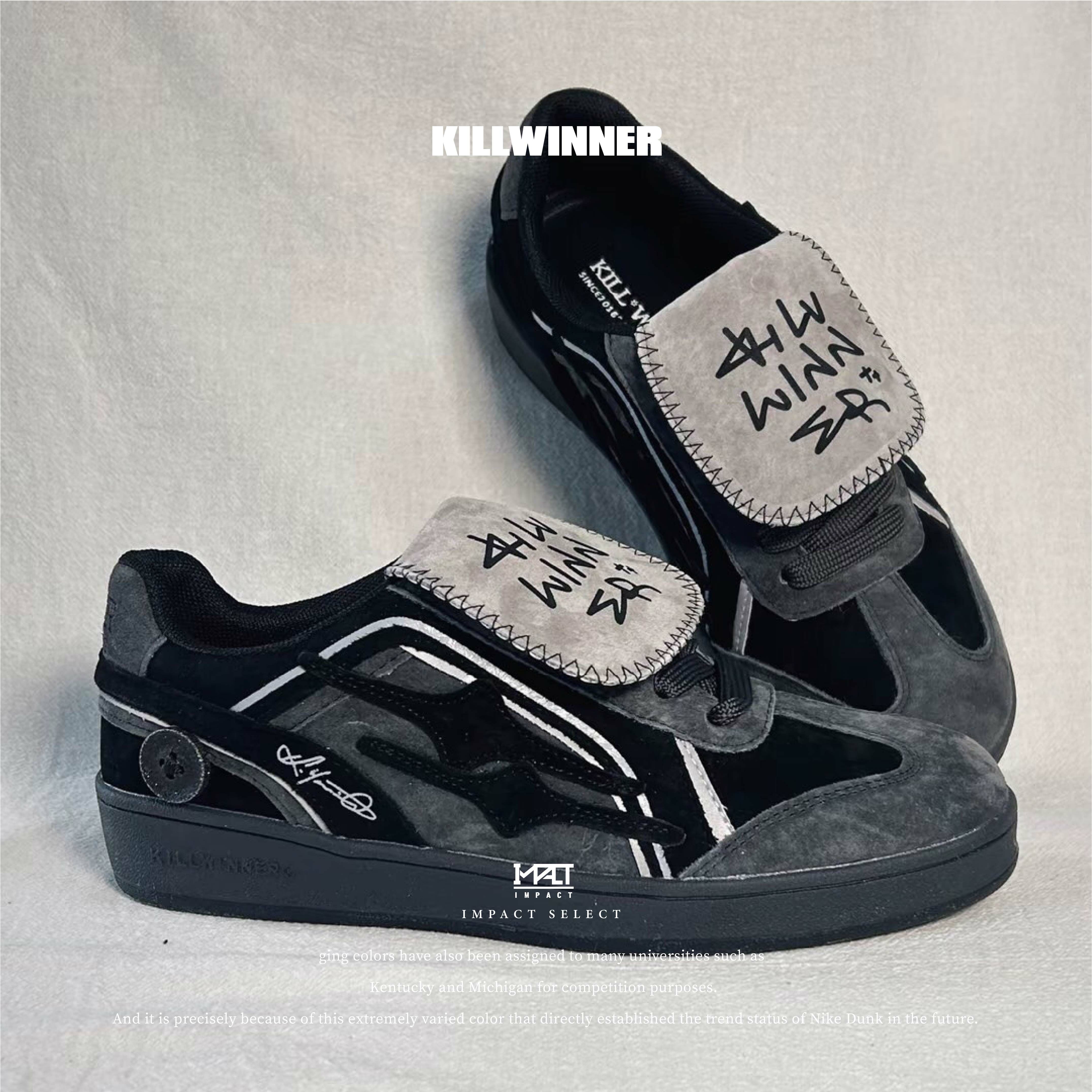 Killwinner 全黑 麂皮 大鞋舌 德訓鞋 KWDX240103