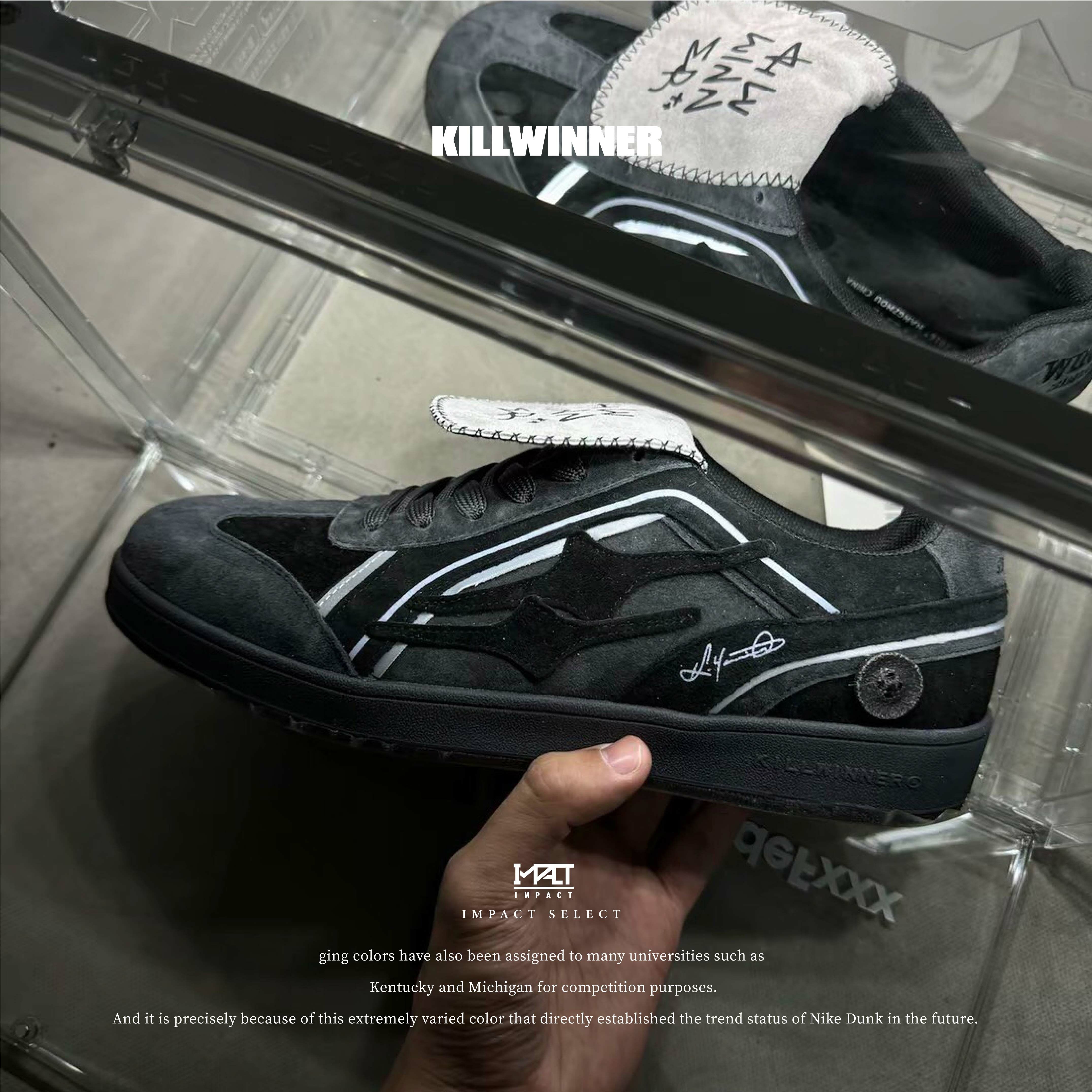 Killwinner 全黑 麂皮 大鞋舌 德訓鞋 KWDX240103