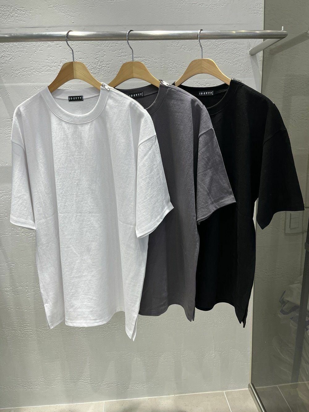 OverSize淨色拉鍊短袖Tee 10.GVTY-0196T