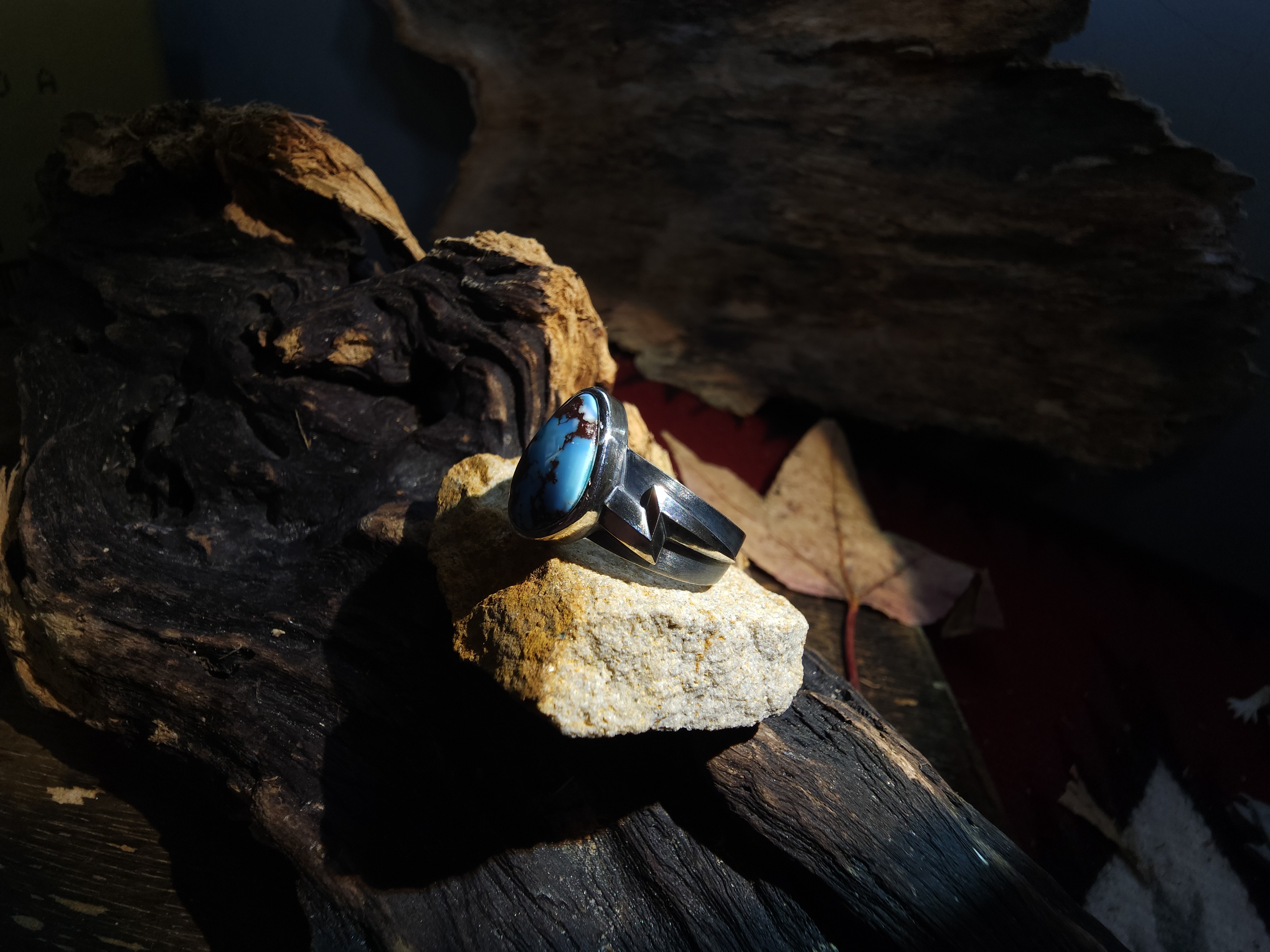 *Black Venom Jewelry- Freedom & Prayer 純銀閃電戒鑲 Golden Hill 松石