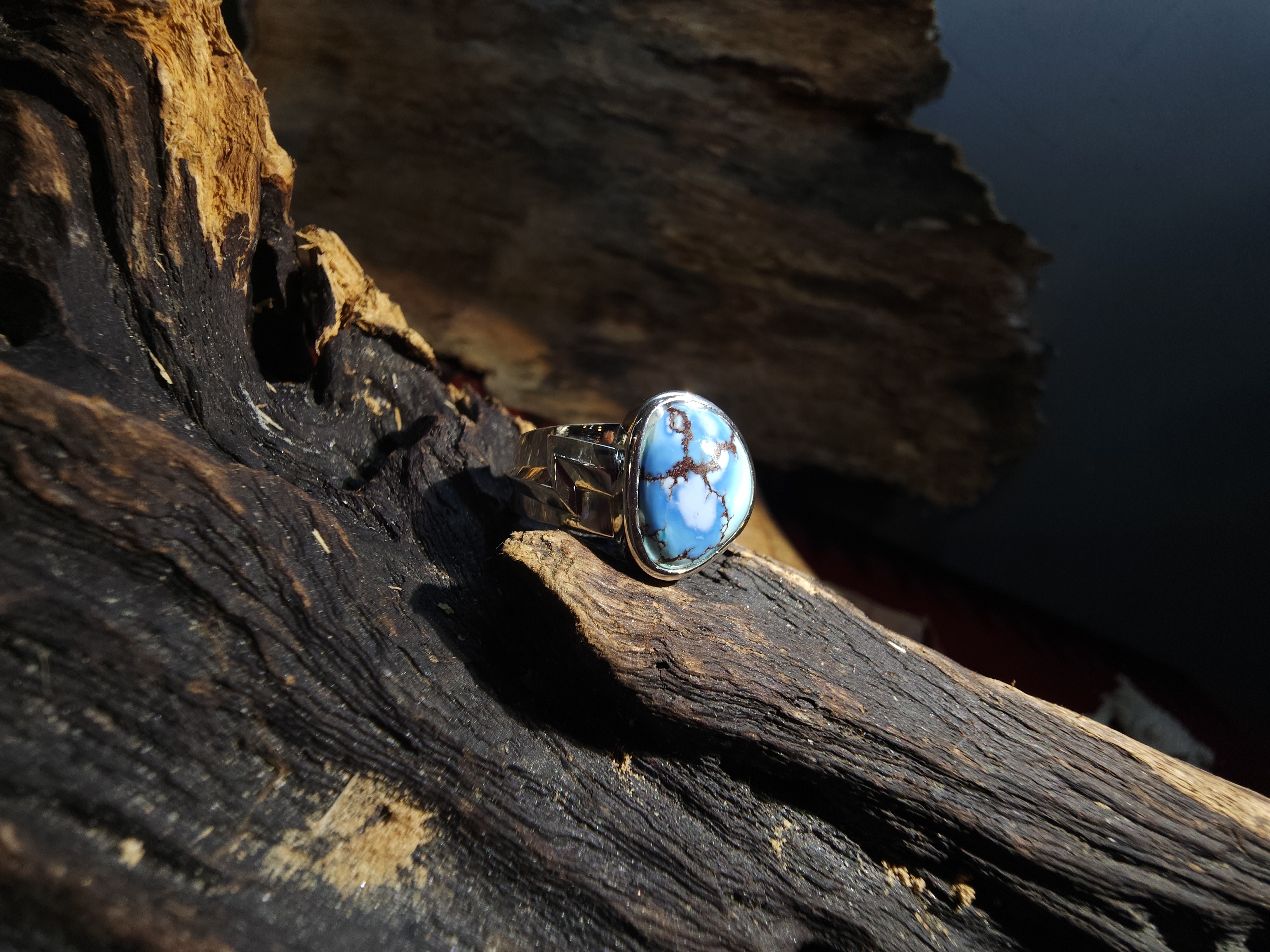 *Black Venom Jewelry- Freedom & Prayer 純銀閃電戒鑲 Golden Hill 松石