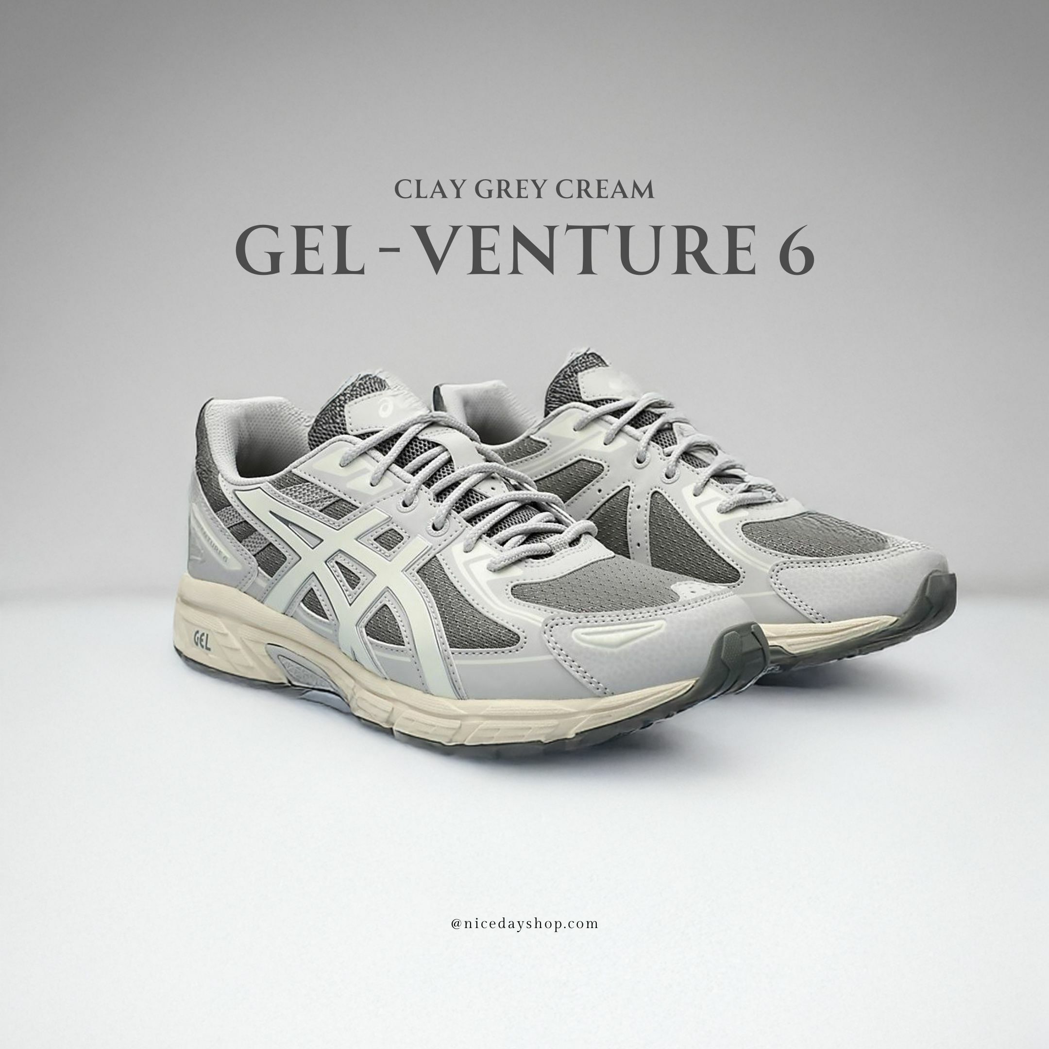 NICEDAY 調貨 ASICS GEL-VENTURE 6 米灰 灰色 米白 復古 運動 男鞋 1203A297-022