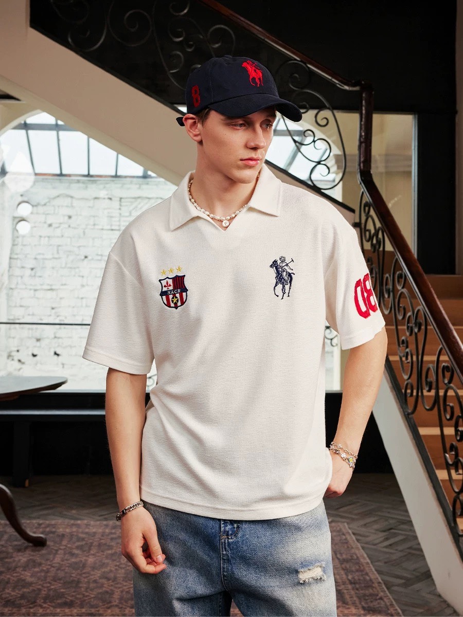 Harsh and Cruel 學院風刺繡  復古POLO 短袖 T恤 HL251170082