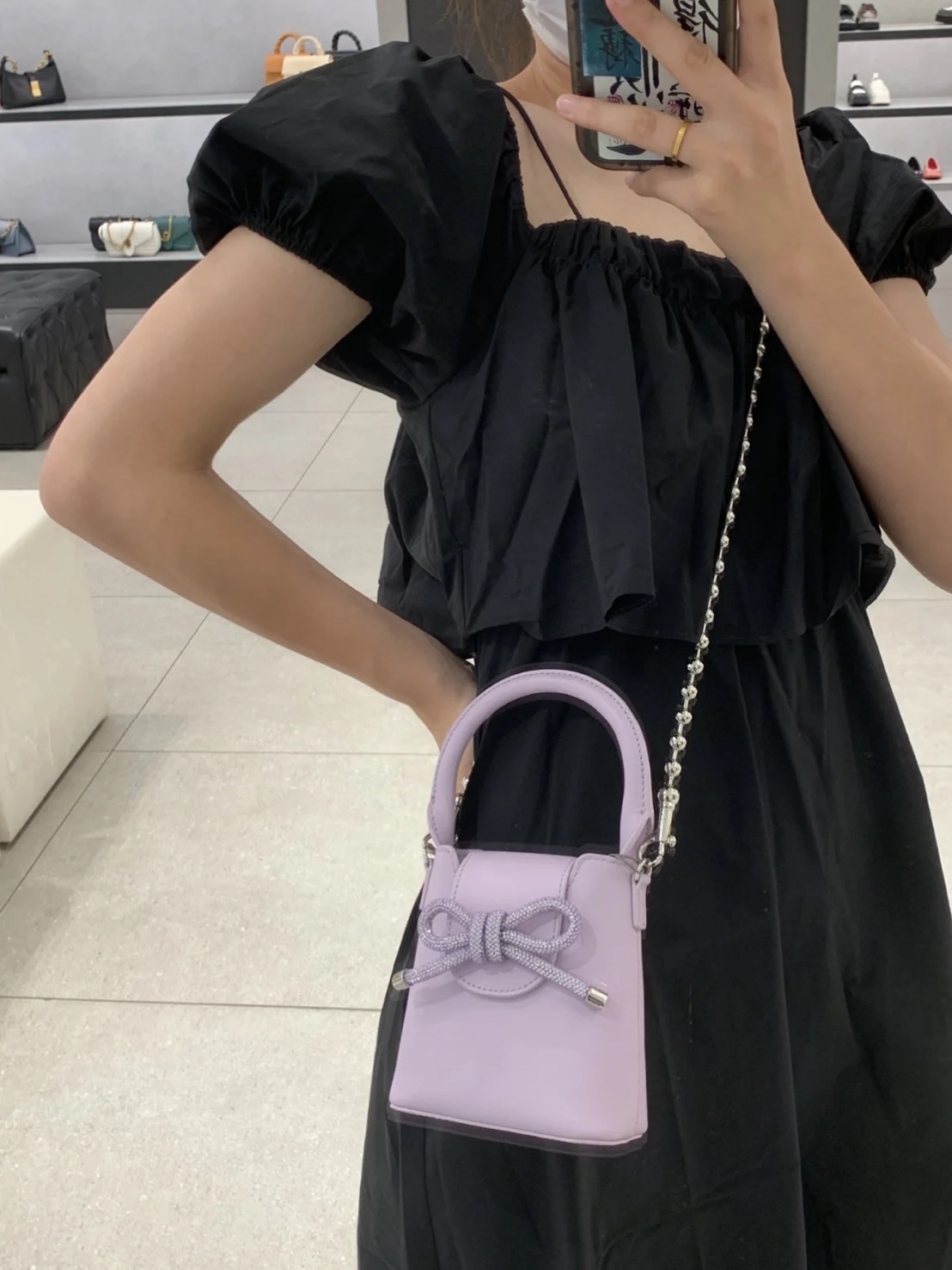 CHARLES & KEITH 小CK 蝴蝶結 牛皮迷你包
