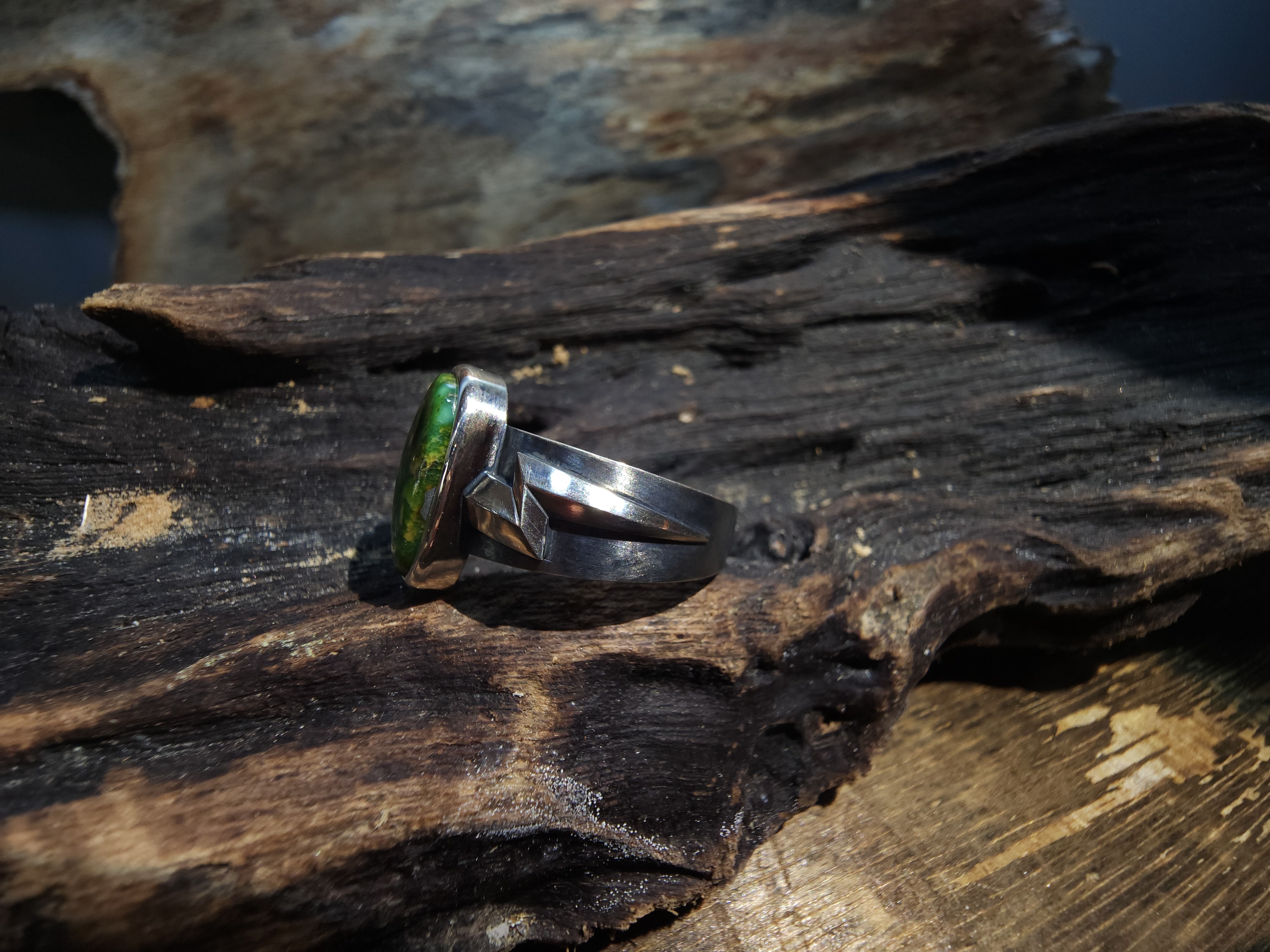 *Black Venom Jewelry- Freedom & Prayer 純銀閃電戒鑲 Sonora Gold 松石