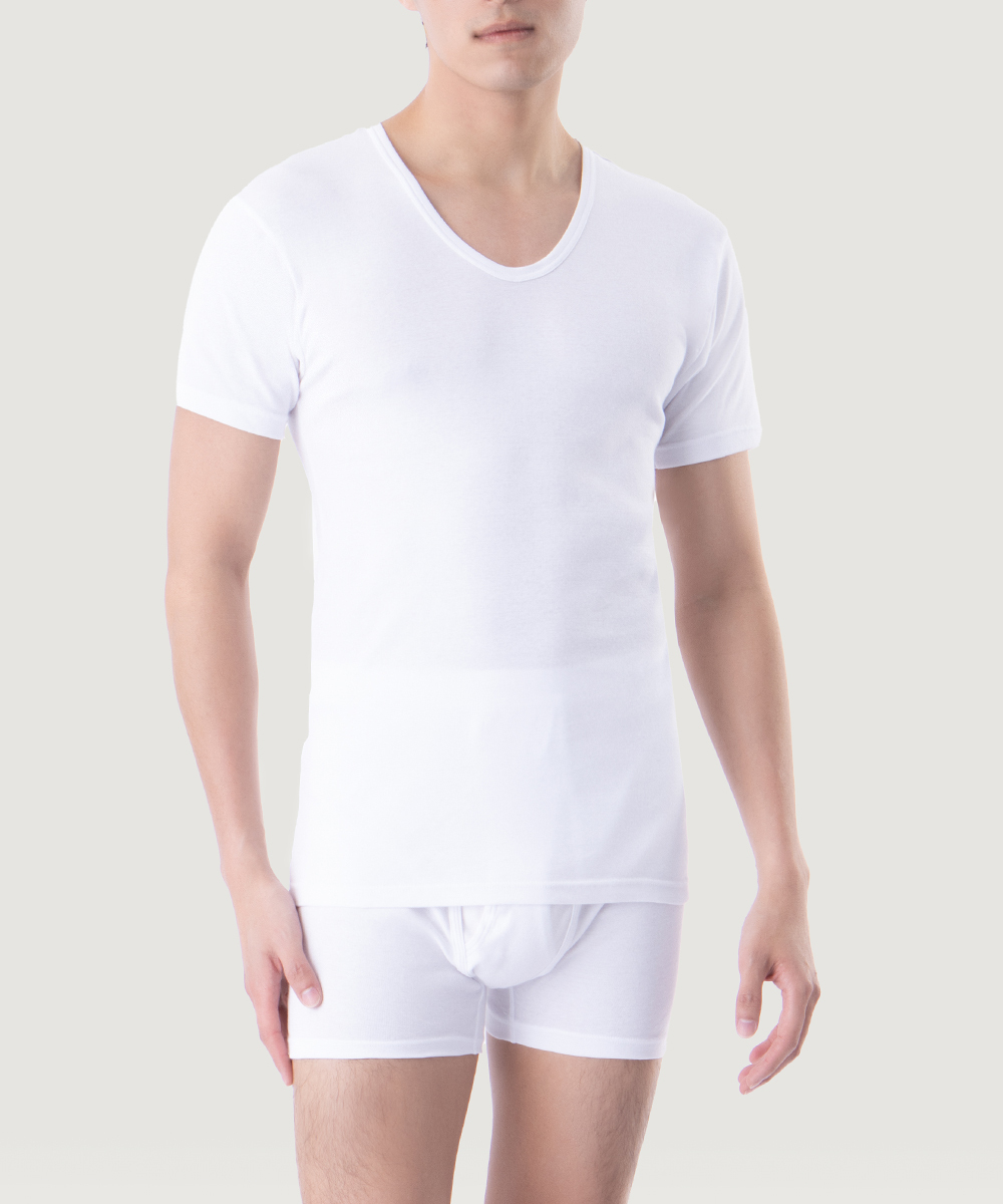 清淨棉 男U領短袖衫 UE124024