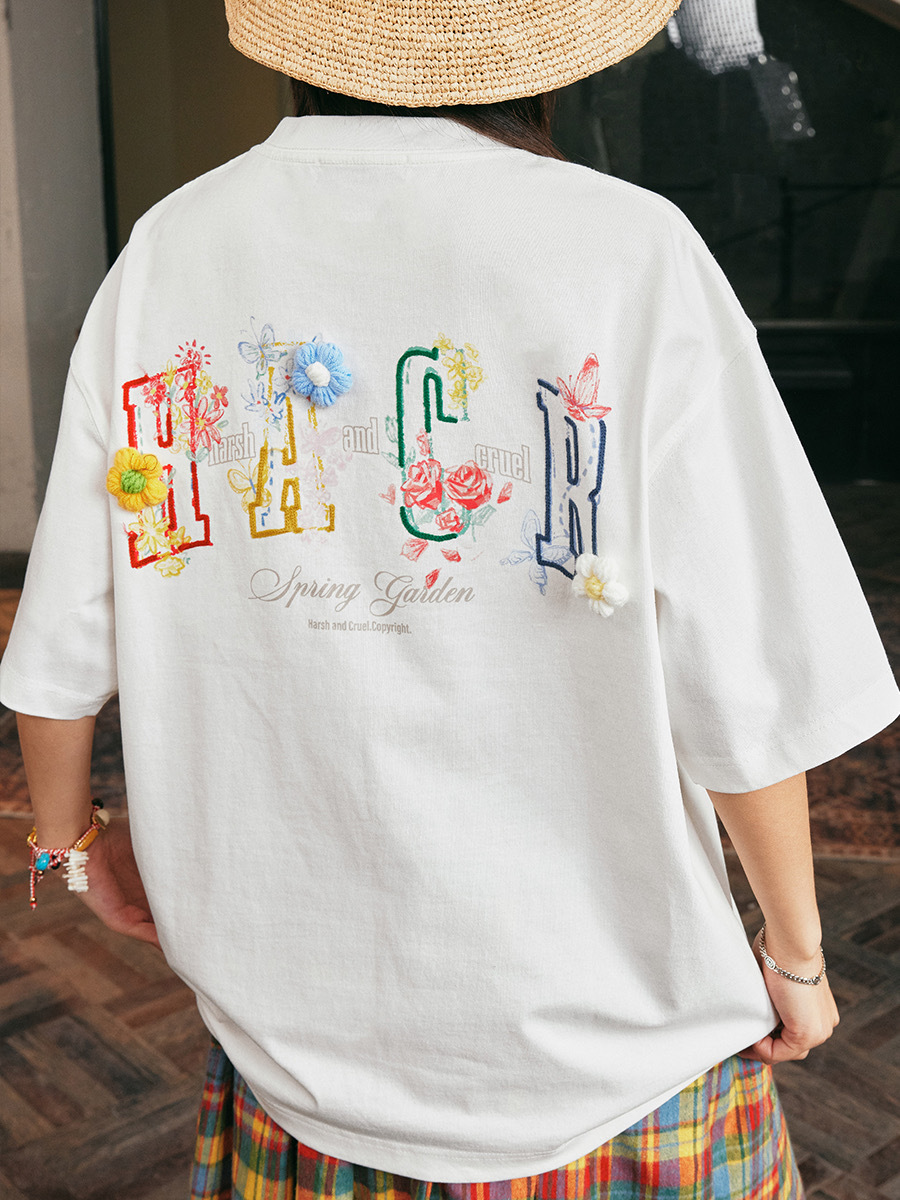 harsh and cruel 2025SS 手繪童趣 立體小花 短袖