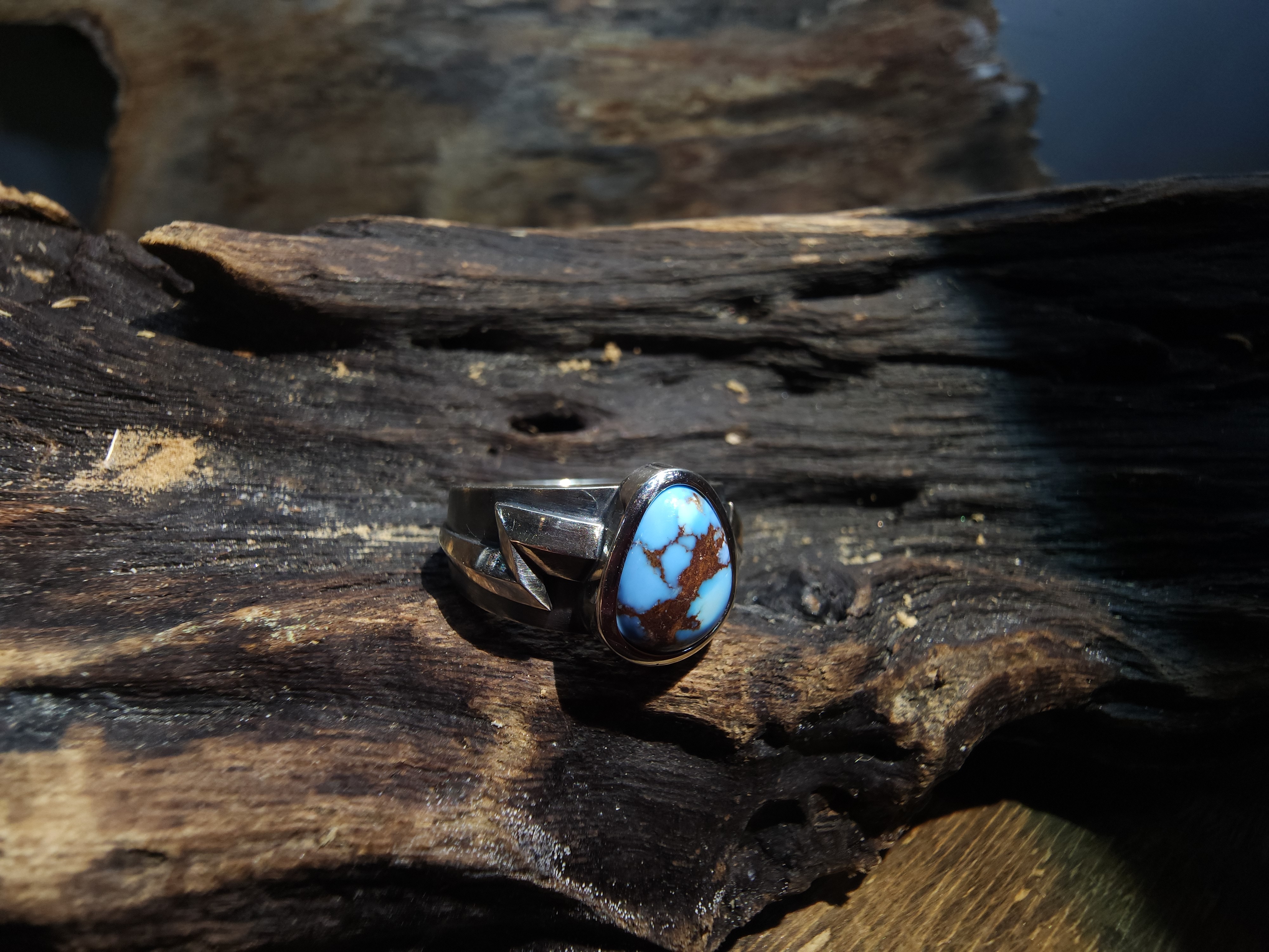 *Black Venom Jewelry- Freedom & Prayer 純銀閃電戒鑲 Golden Hill 松石