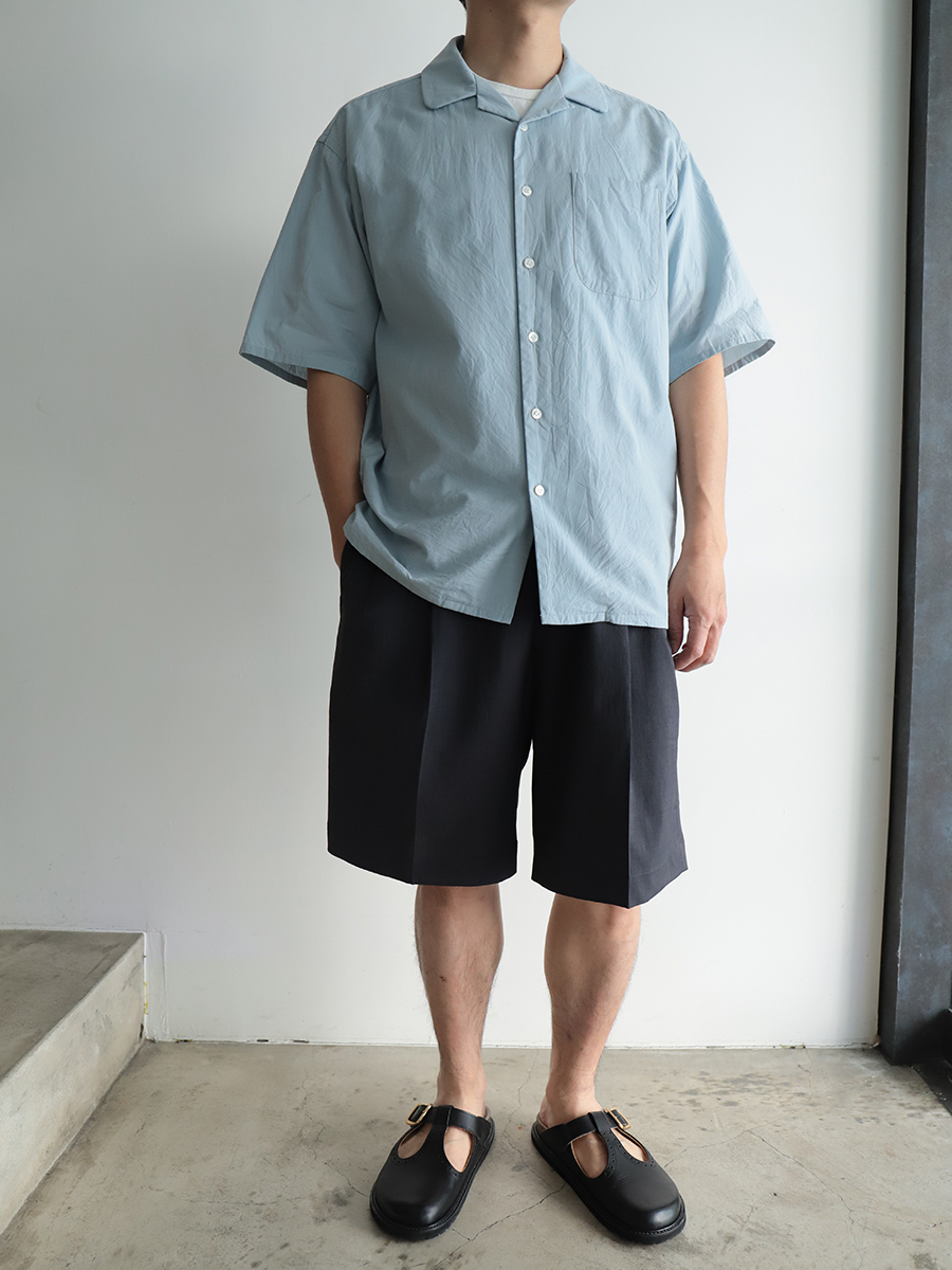 YOKO SAKAMOTO Double Pleated Shorts Charcoal Gray
