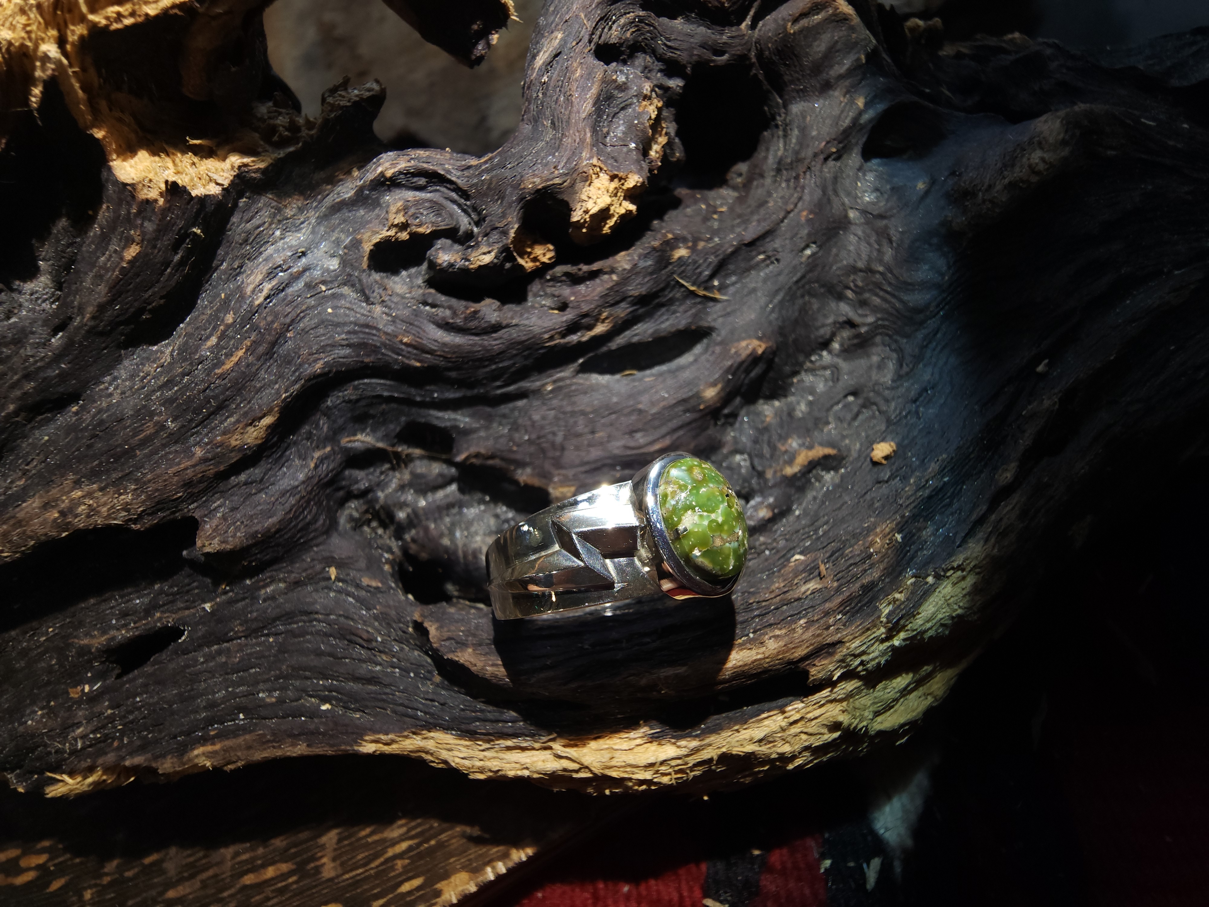 *Black Venom Jewelry- Freedom & Prayer 純銀閃電戒鑲 Sonora Gold 松石