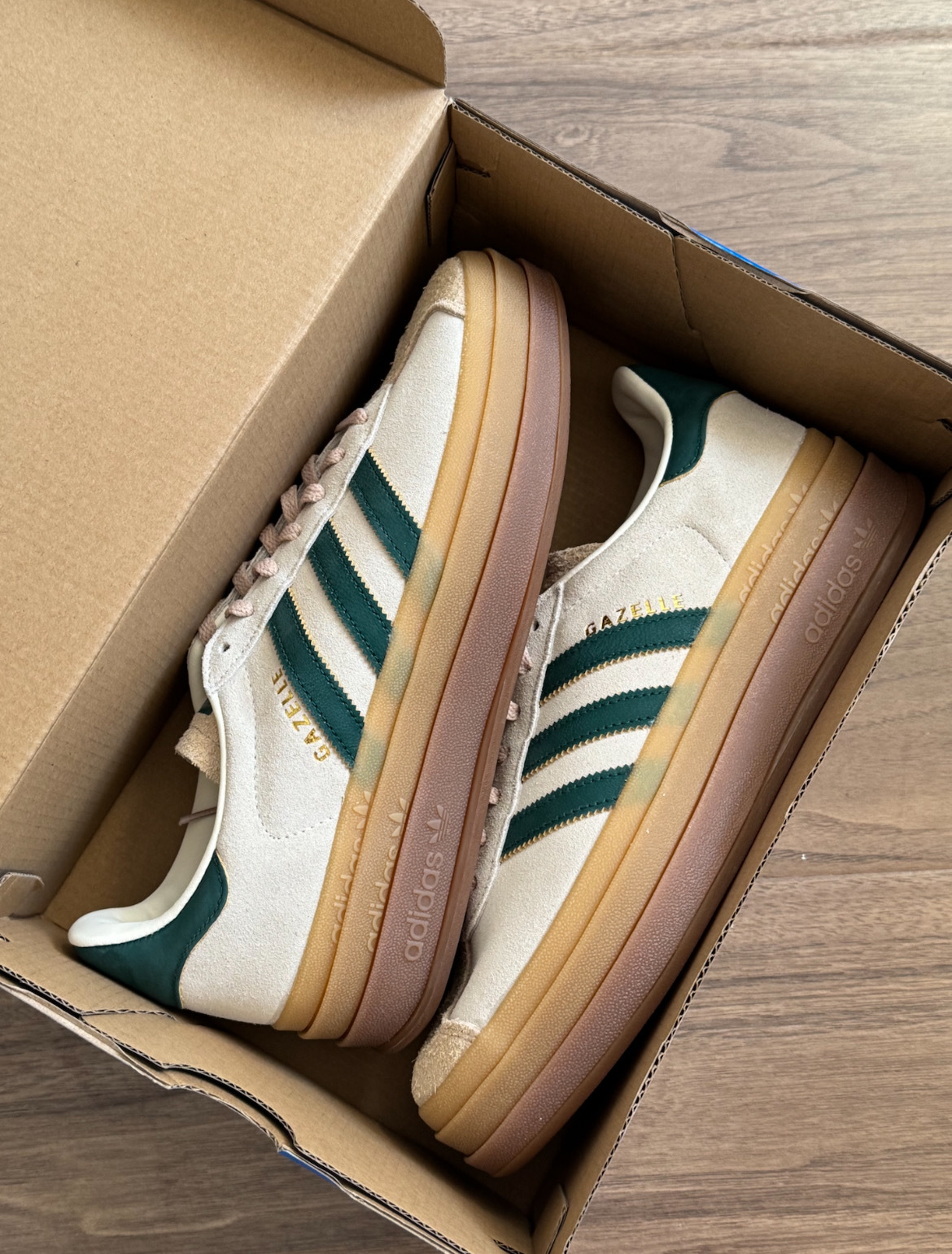 【逢甲FUZZY】W Adidas Originals Gazelle Bold 卡其綠 厚底 麂皮 ID7056
