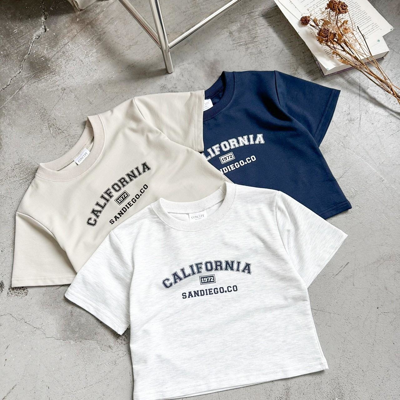 韓國短袖 California 字母短版T 80424