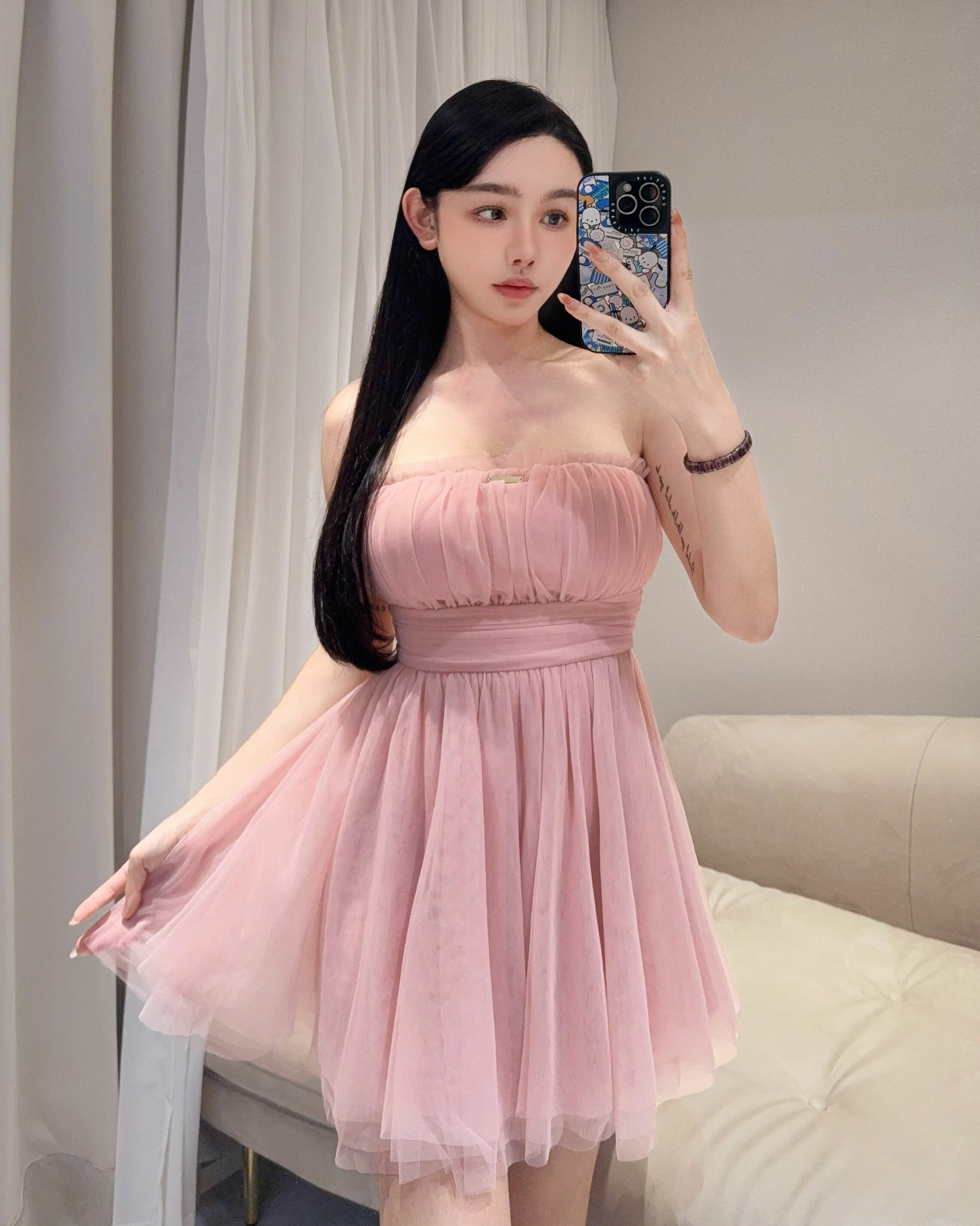 限量-夢幻網紗抓皺澎澎傘洋