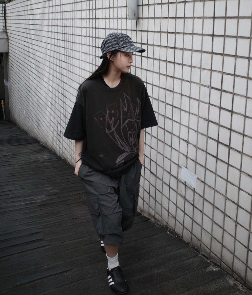 <快速出貨>Cactus Jack by Travis Scott x FUTURA LABORATORIES Tee 水洗角色 黑色