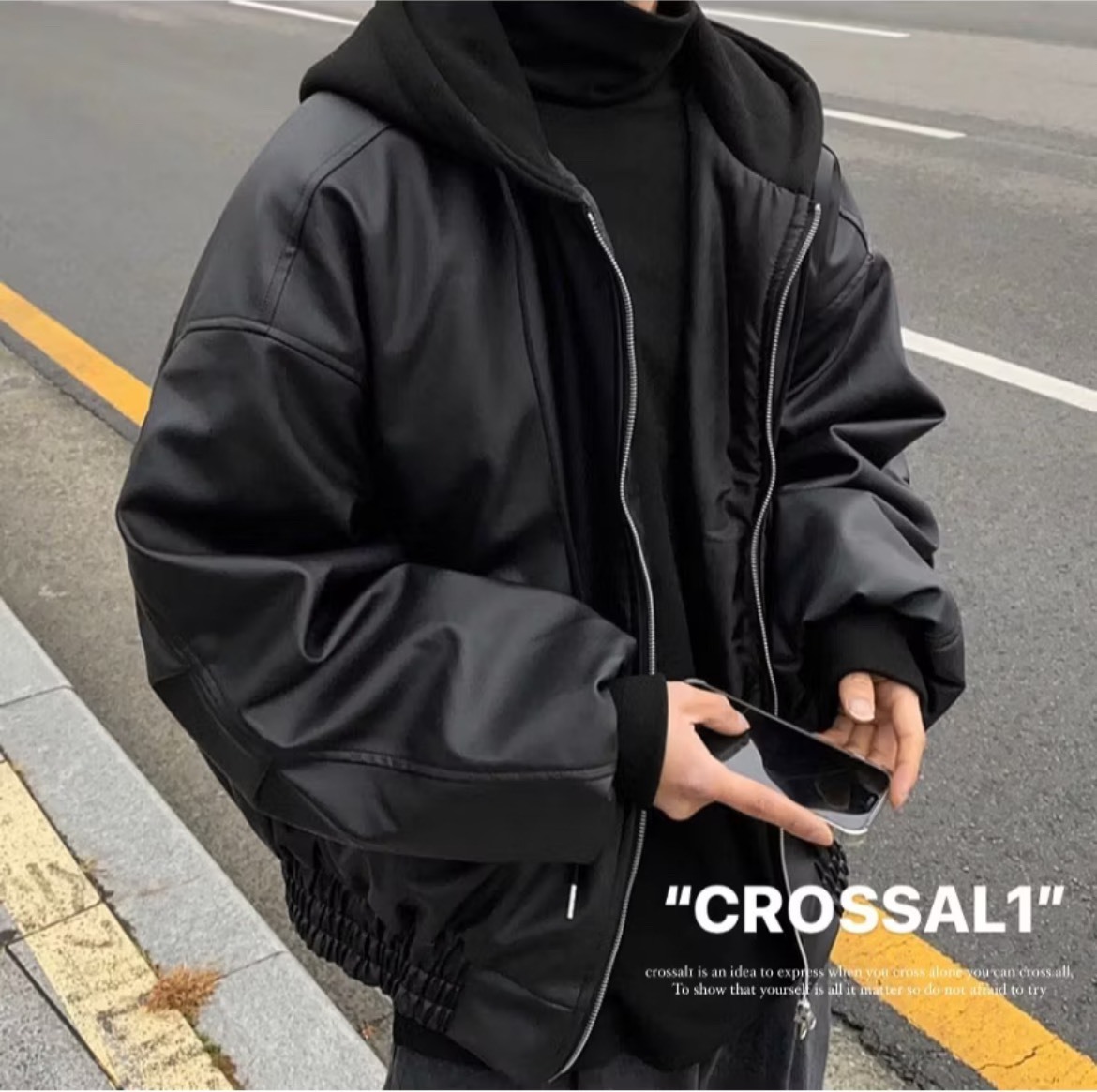 高質感皮革連帽外套