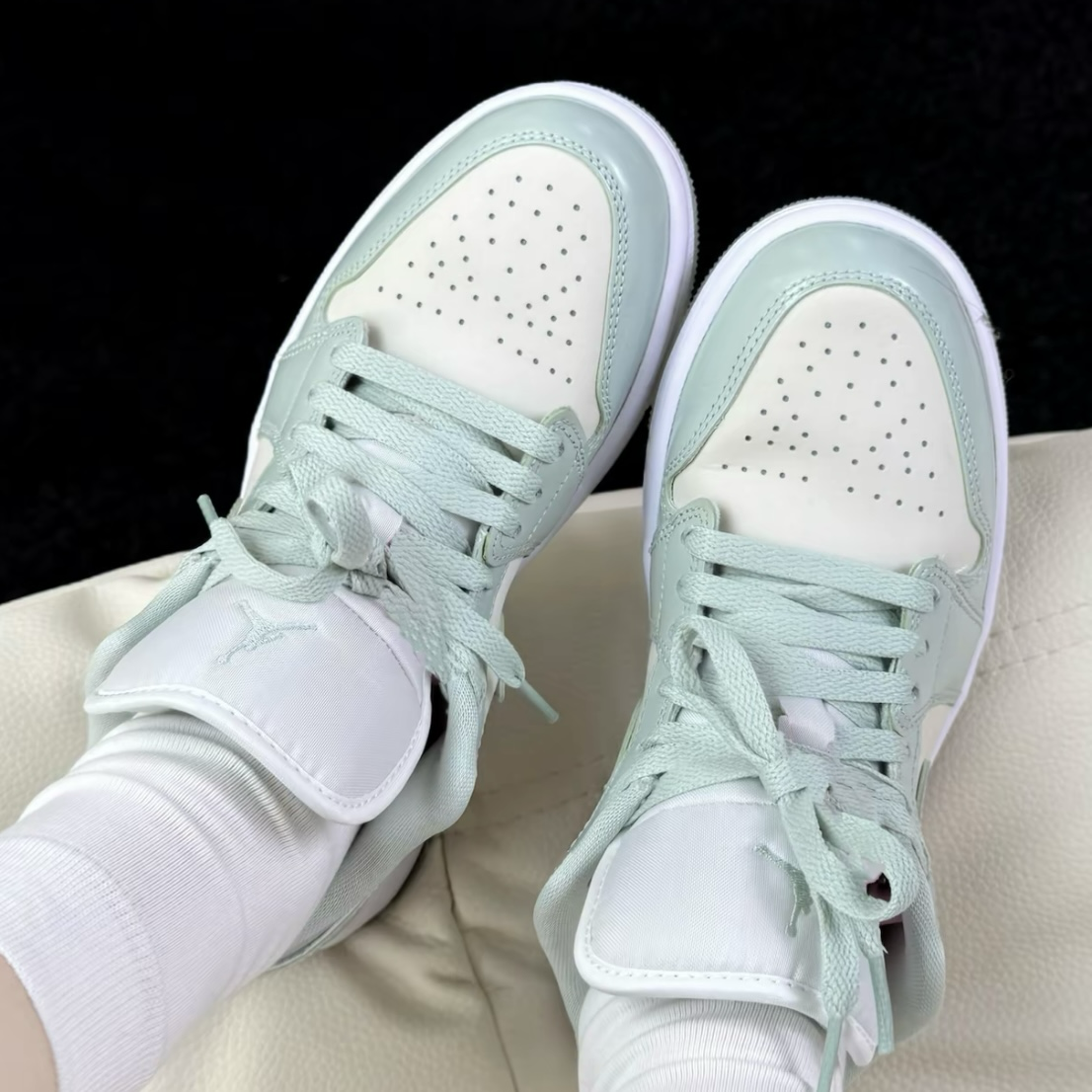 Nike Air Jordan 1 Low Seafoam Sail 青蘋果綠 淺綠 AJ1 皮革 冰晶底 低筒休閒鞋