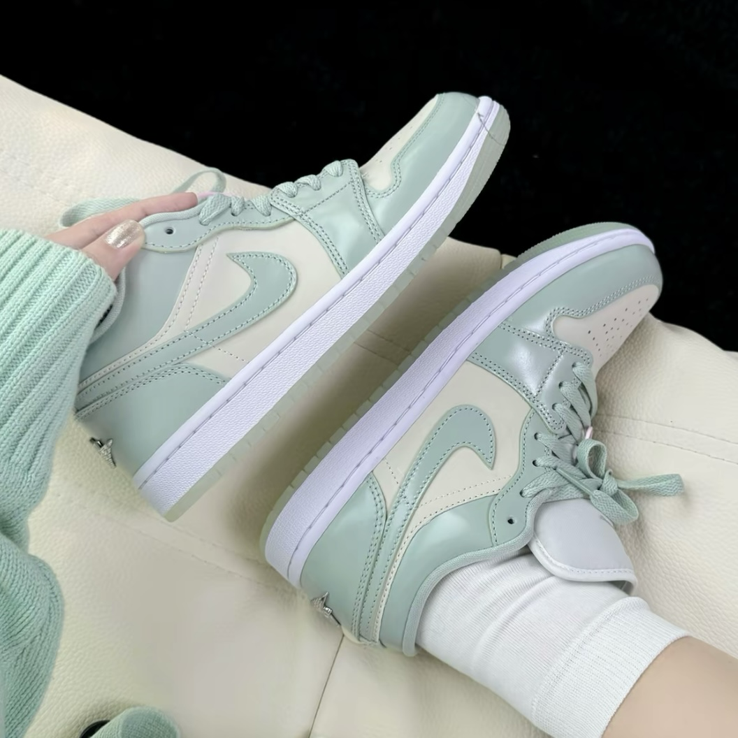 Nike Air Jordan 1 Low Seafoam Sail 青蘋果綠 淺綠 AJ1 皮革 冰晶底 低筒休閒鞋