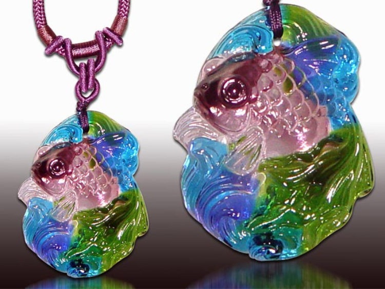 鹿港窯水晶琉璃|金魚項鍊 年年有餘福運綿延開運納福