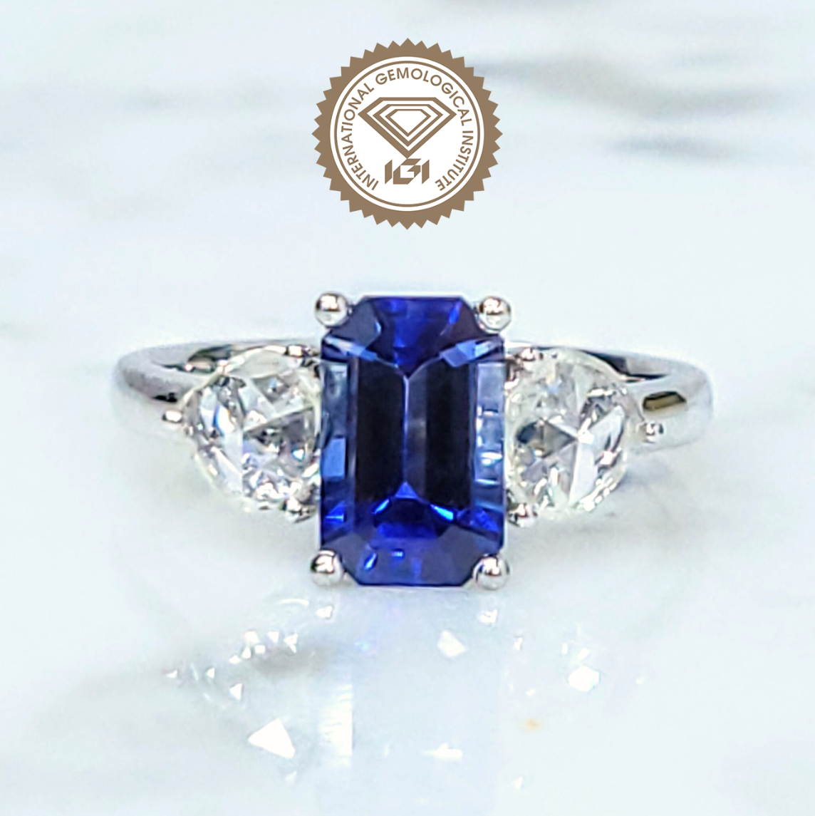 18K White Gold 1.82ct Sapphire and Diamond Ring