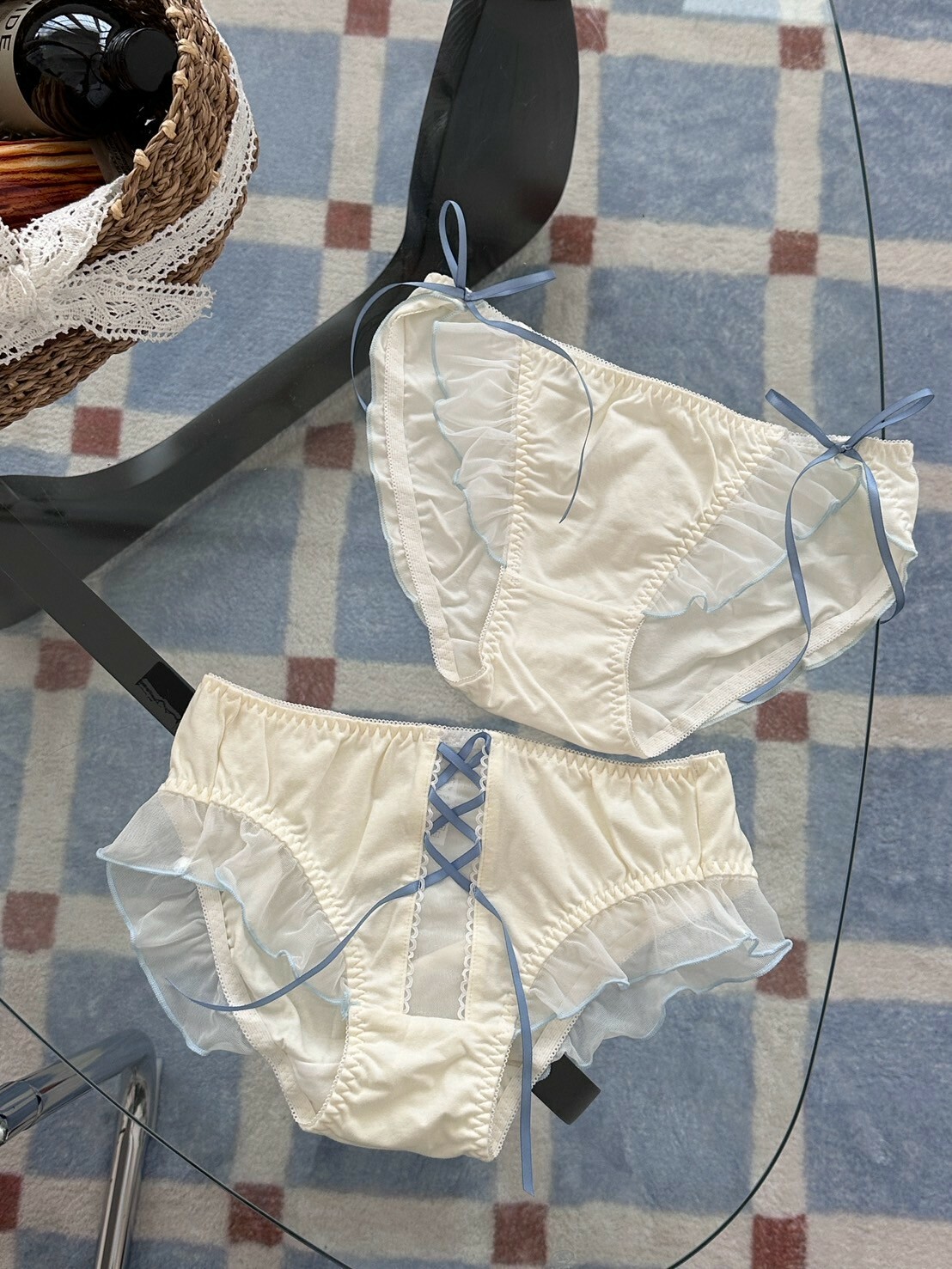 海洋之心🌊網紗木耳邊高衩蝴蝶結絲帶小褲