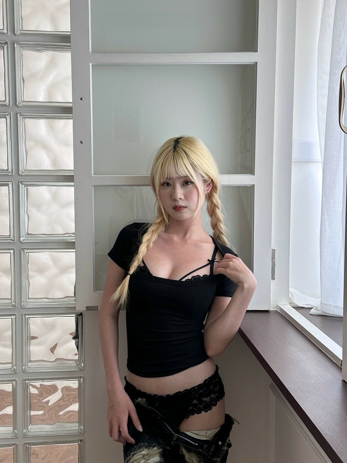 心機美胸🫦 愛心蕾絲純慾內衣set 2colors（薄杯款/集中款）黑色