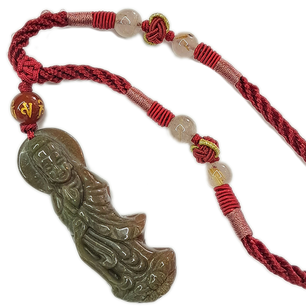 白衣觀音{印度瑪瑙}中國結項鍊【十方】135235