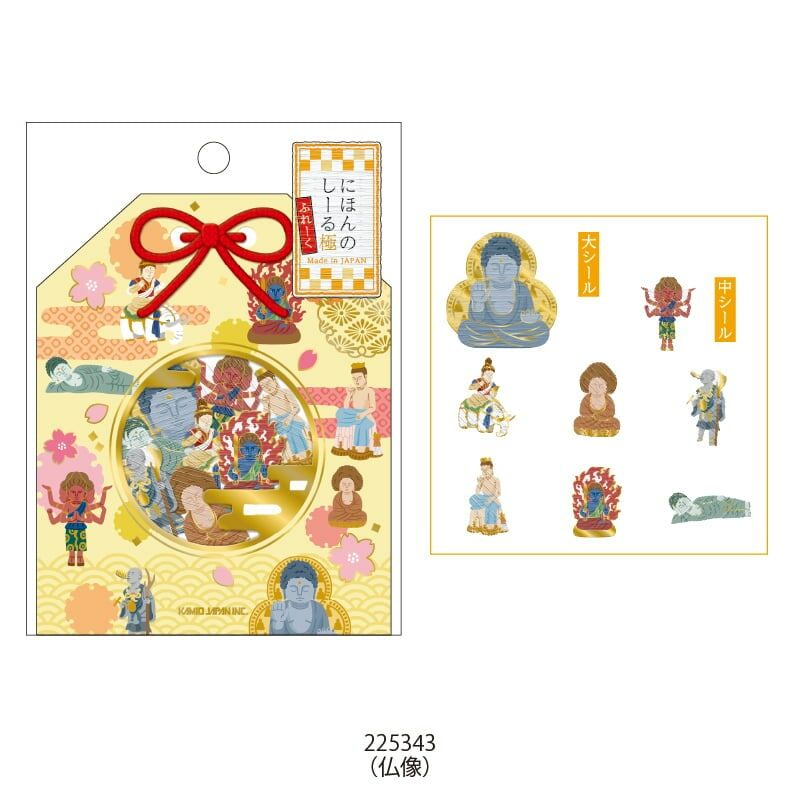 佛像 日本御守系列 金箔壓印 30枚貼紙包｜日本Kamio