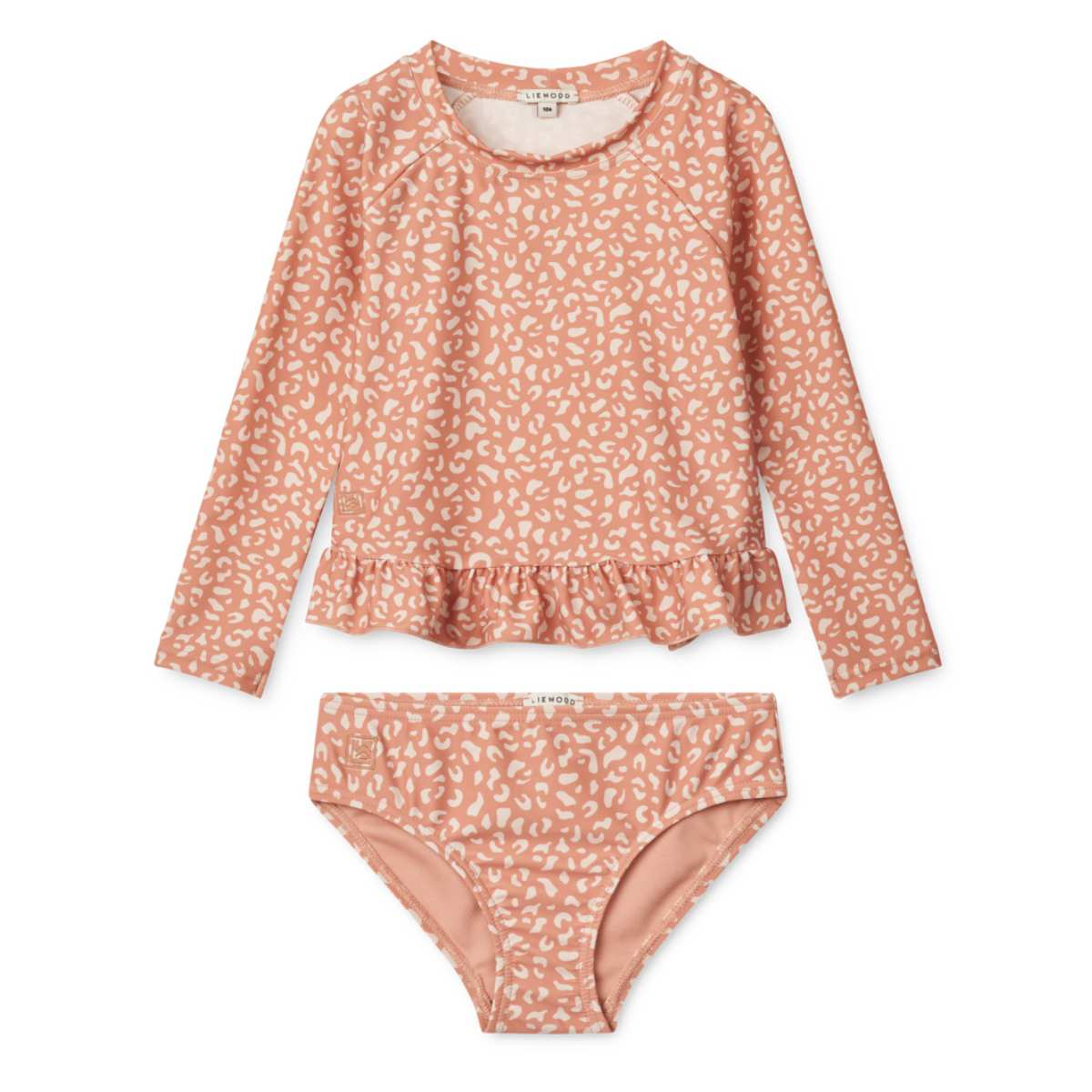 〖 Liewood 〗粉色小花豹防曬兩件式泳衣