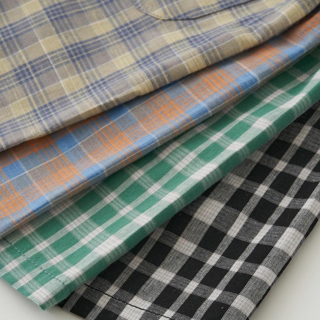 韓系格紋大口袋休閒五分褲