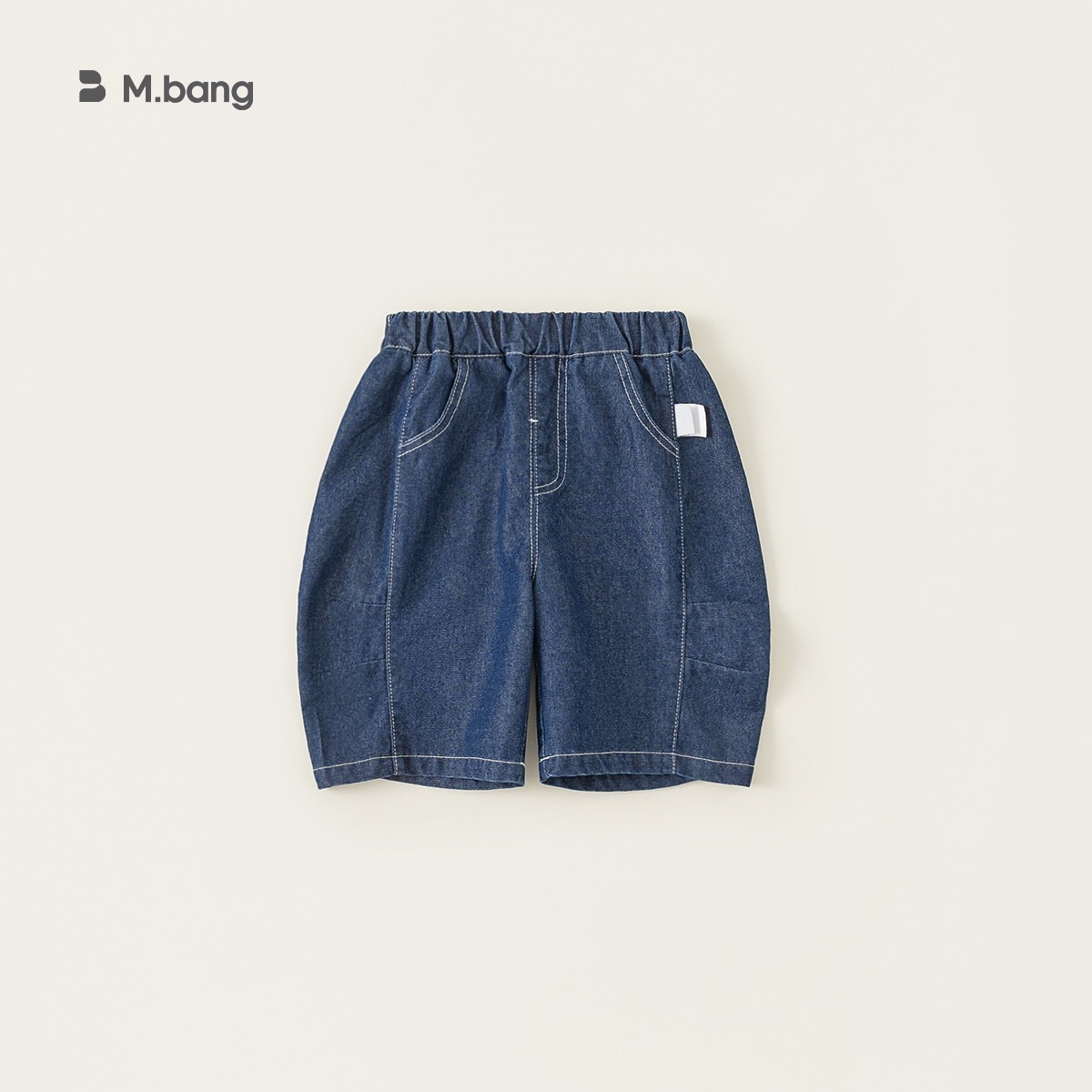 休閒寬鬆五分牛仔褲