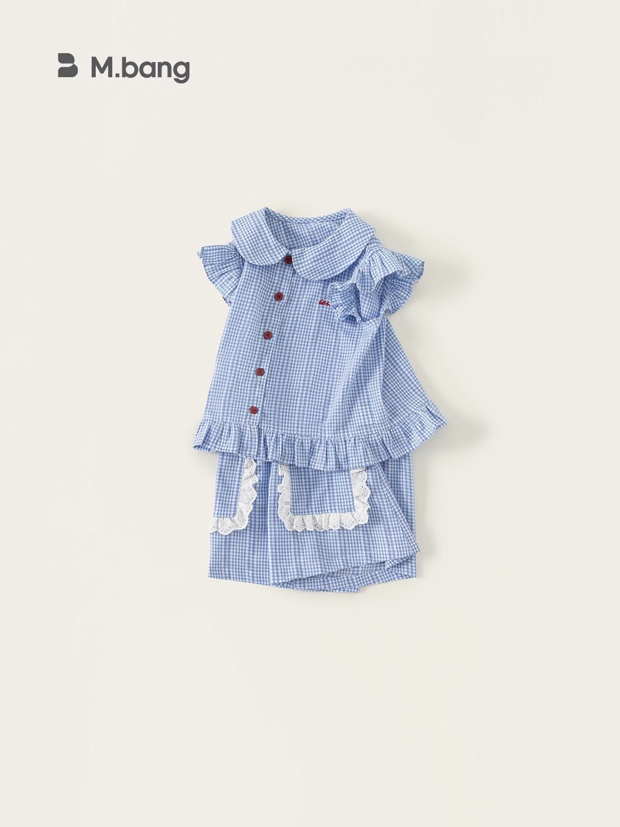 大童花邊格子套裝