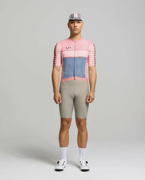 Pedla 男款車衣HoundsKNIT Training Jersey /Pastel Pink粉格紋