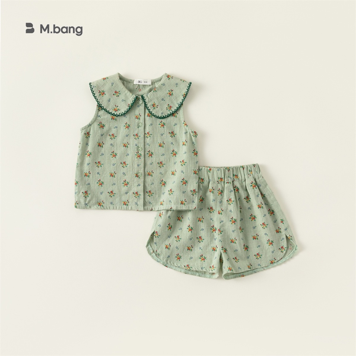 綠色小碎花套裝