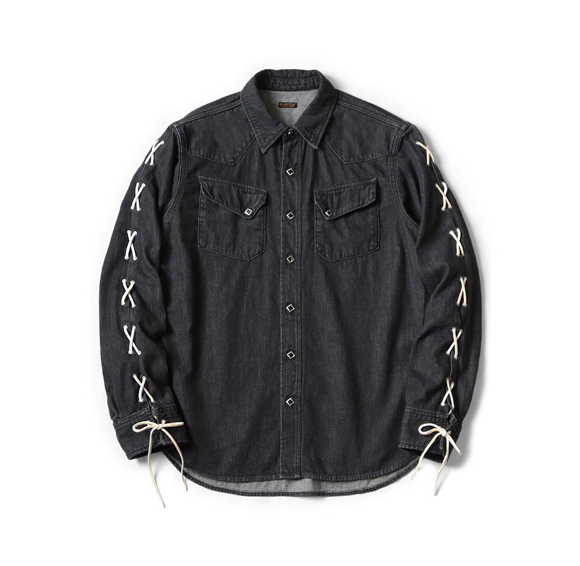 LAST PCS RE-STOCK: KAPITAL 8OZ BLACK DENIM LACE-UP WESTERN SHIRT - SIZE 2 PRE ORDER ITEM (預訂中)