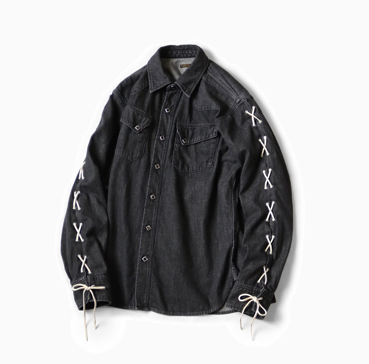 LAST PCS RE-STOCK: KAPITAL 8OZ BLACK DENIM LACE-UP WESTERN SHIRT - SIZE 2 PRE ORDER ITEM (預訂中)