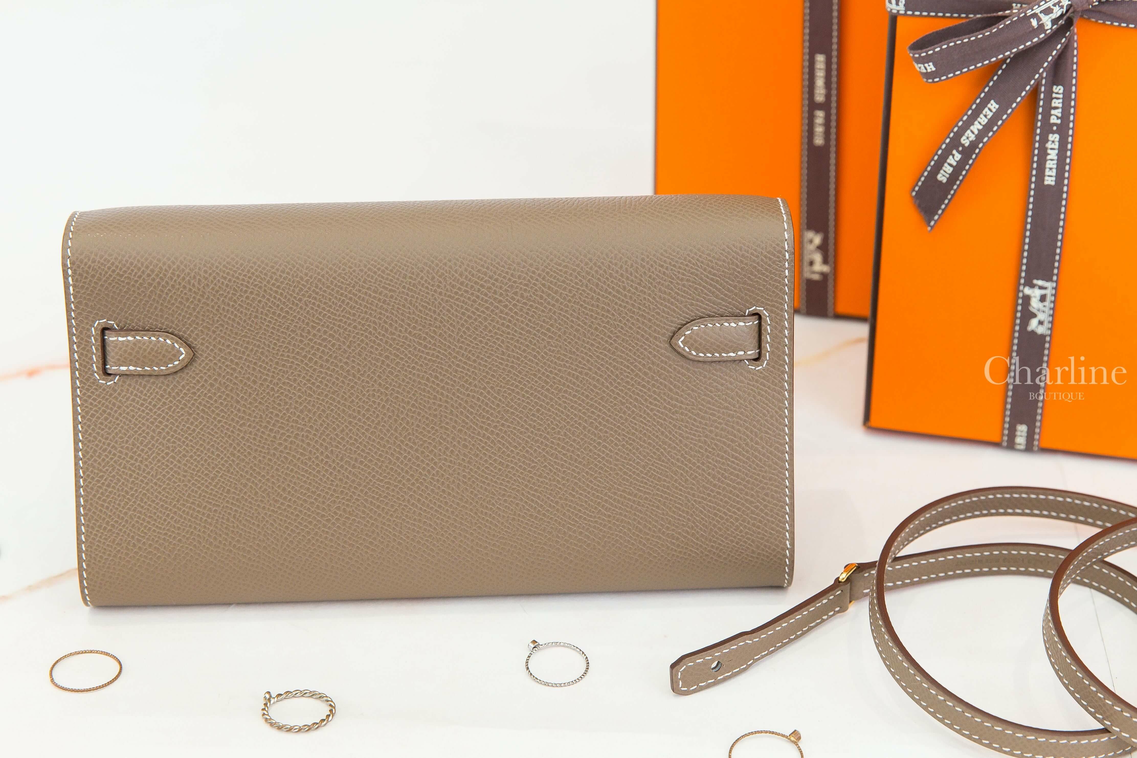 Hermès Kelly Classique To Go Wallet 18 Etoupe Epsom 大象灰金釦凱莉肩背包-Charline Boutique 精品代購