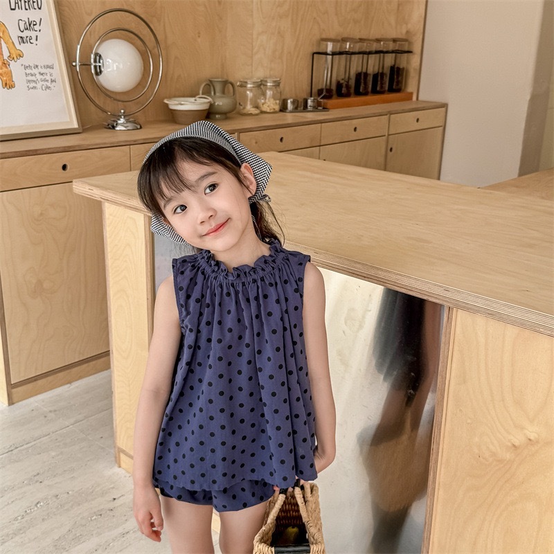 復古兩色波點套裝